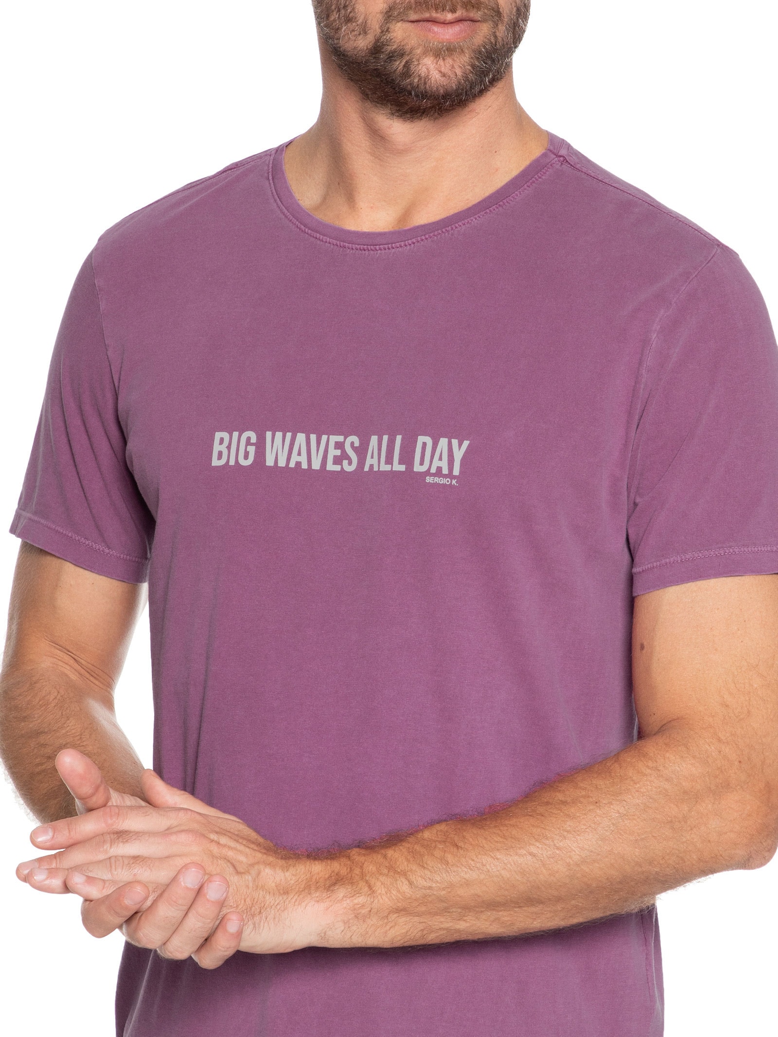 Camiseta Masculina Estampada Big Waves All Day Roxo Sergio K