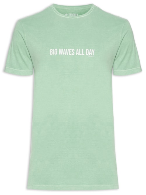 Camiseta Masculina Estampada Big Waves All Day – Verde
