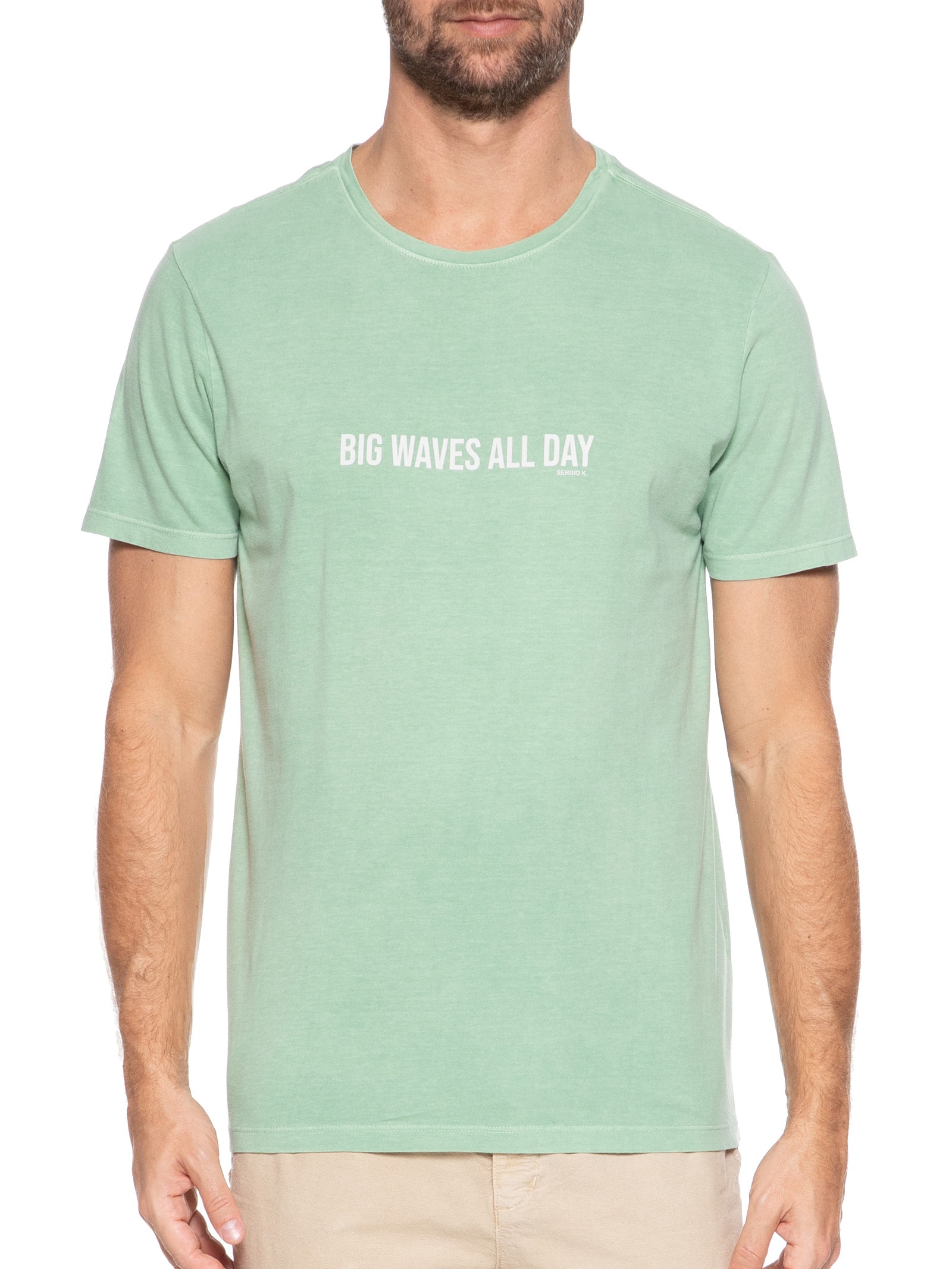 Camiseta Masculina Estampada Big Waves All Day Verde Sergio K