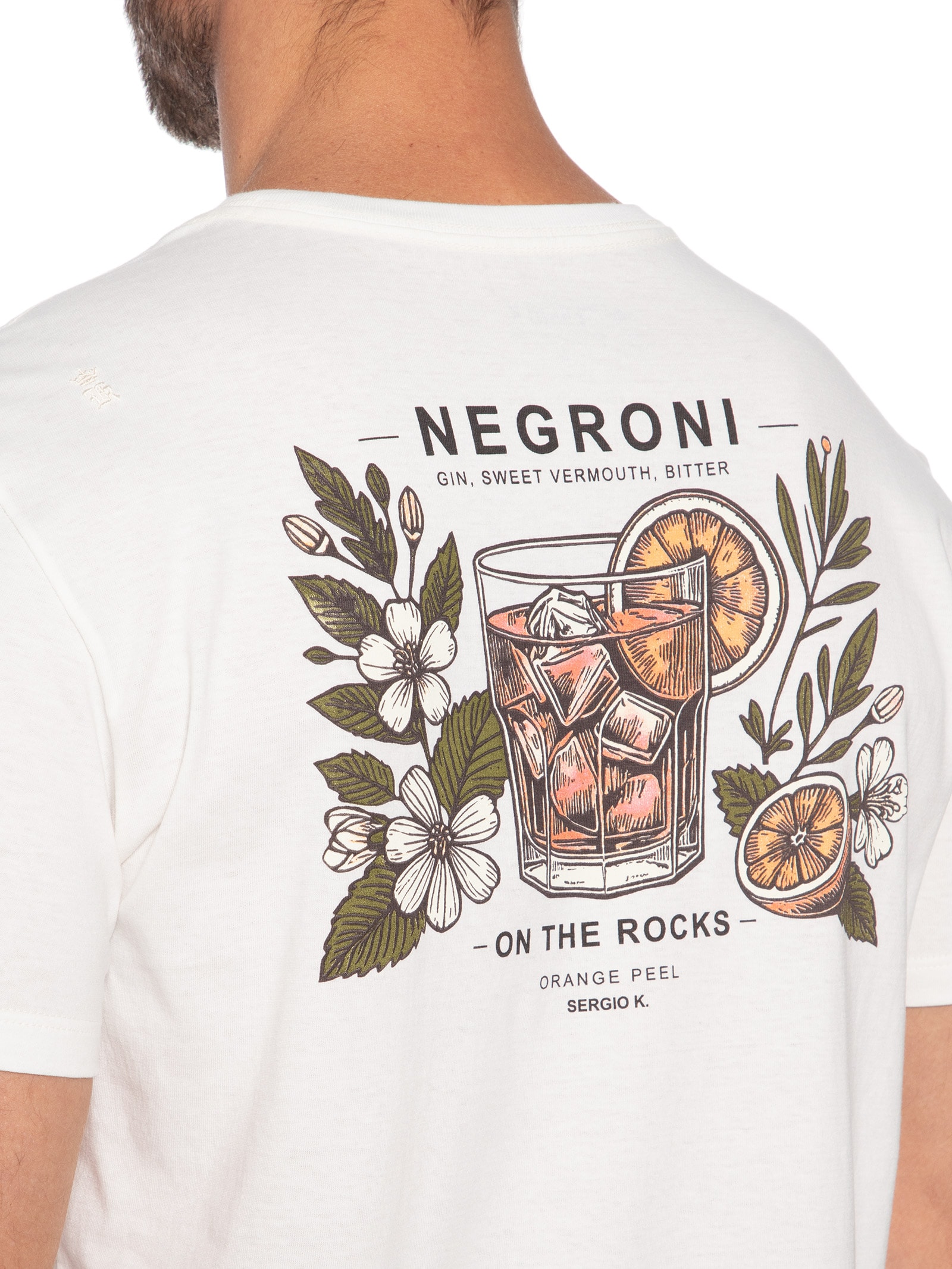 Camiseta Masculina Estampada Botanic Negroni Branco Sergio K