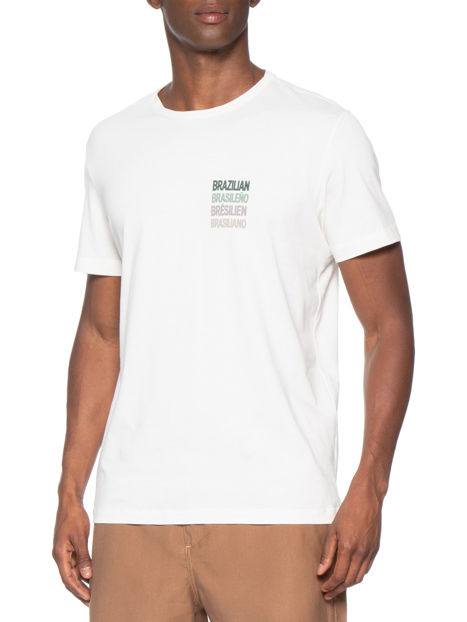 Camiseta Masculina Estampada Brasiliano – Branco Sergio K