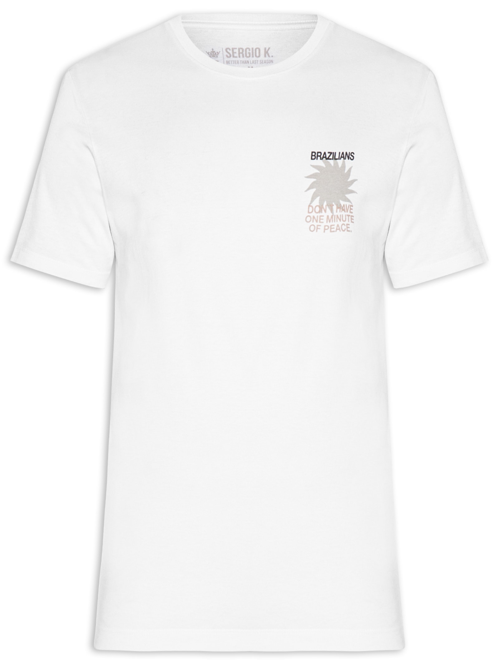 Camiseta Masculina Estampada Brazilians Of Peace Branco Sergio K