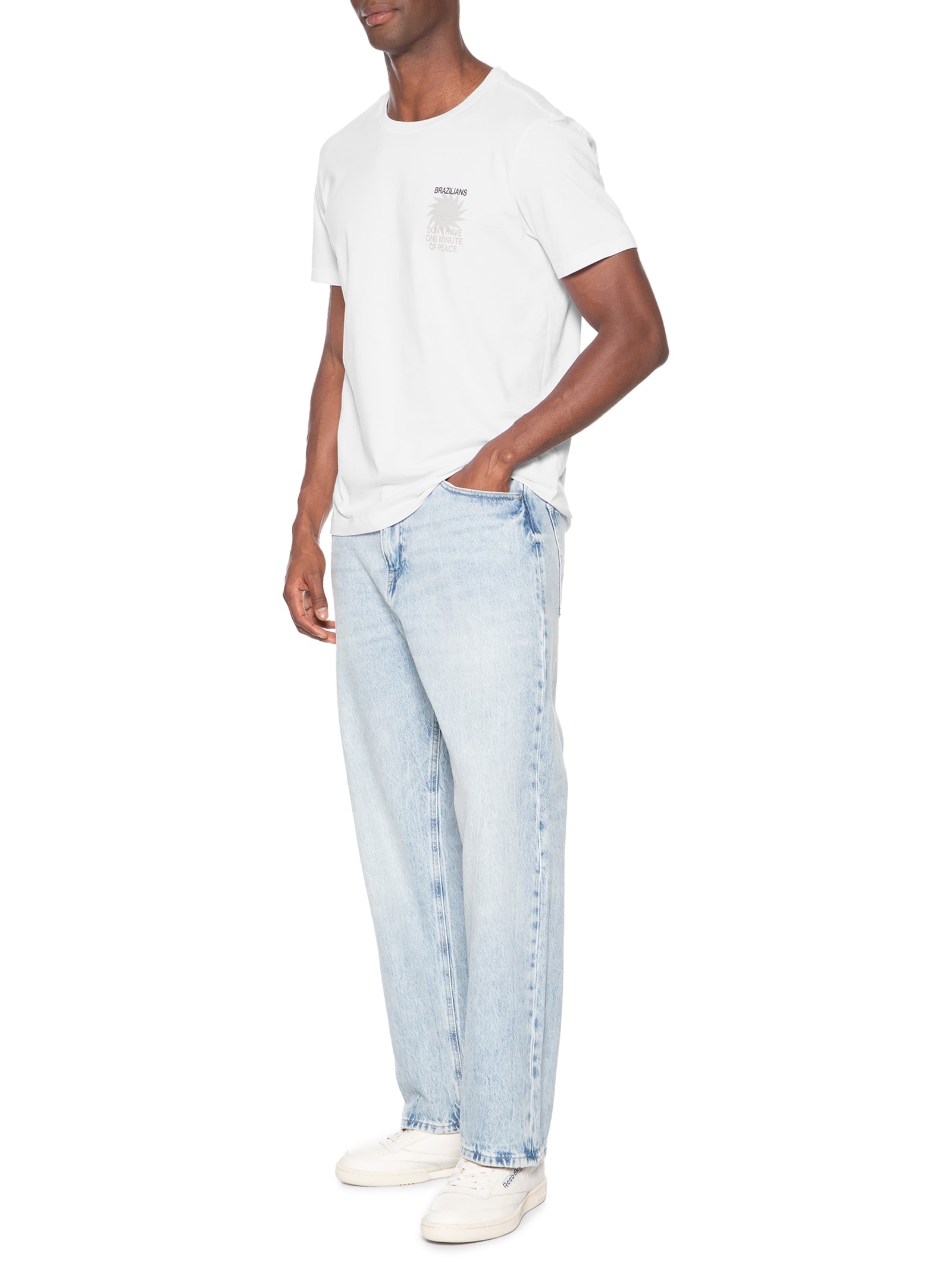 Camiseta Masculina Estampada Brazilians Of Peace Branco Sergio K