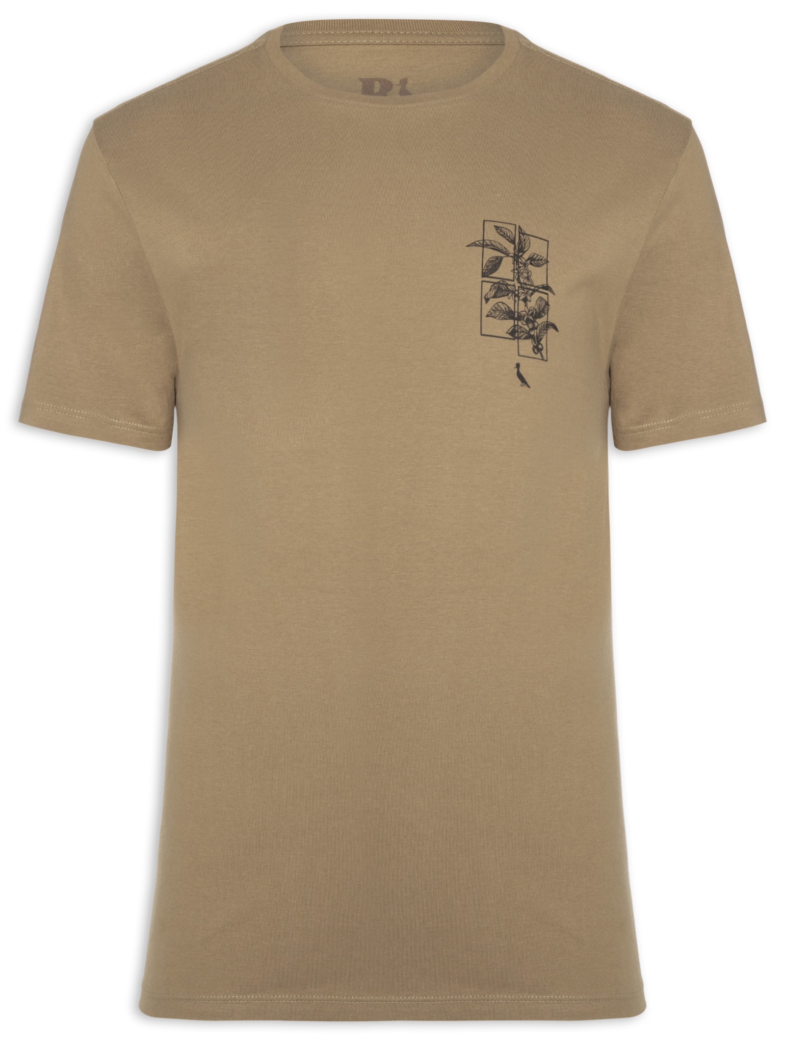 Camiseta Masculina Estampada Café Recortes Bege Reserva