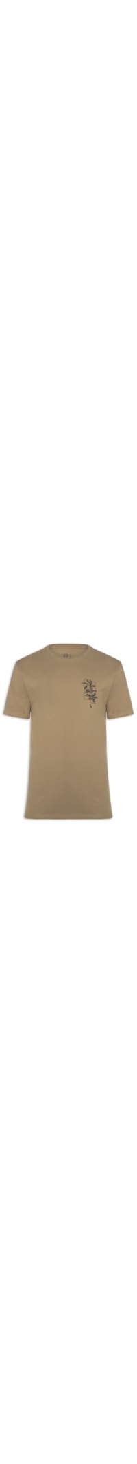 Camiseta Masculina Estampada Café Recortes - Bege