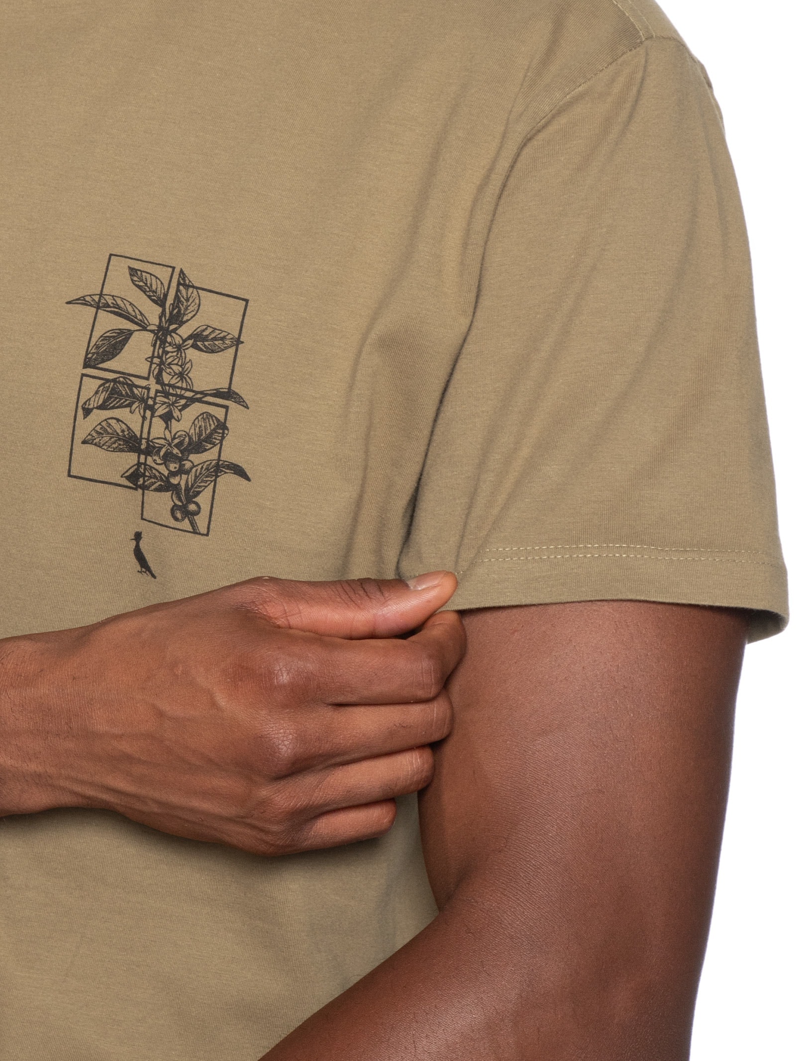 Camiseta Masculina Estampada Café Recortes Bege Reserva