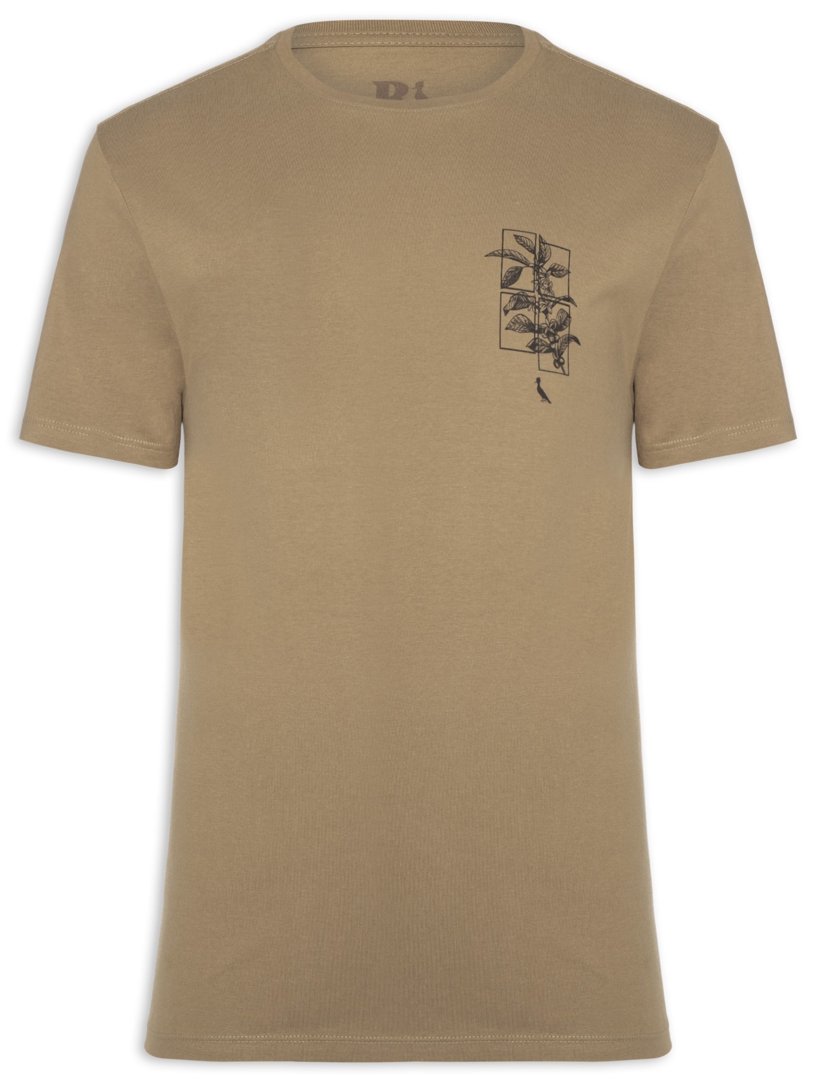 Camiseta Masculina Estampada Café Recortes Bege Reserva