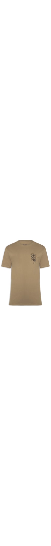 Camiseta Masculina Estampada Café Recortes - Bege