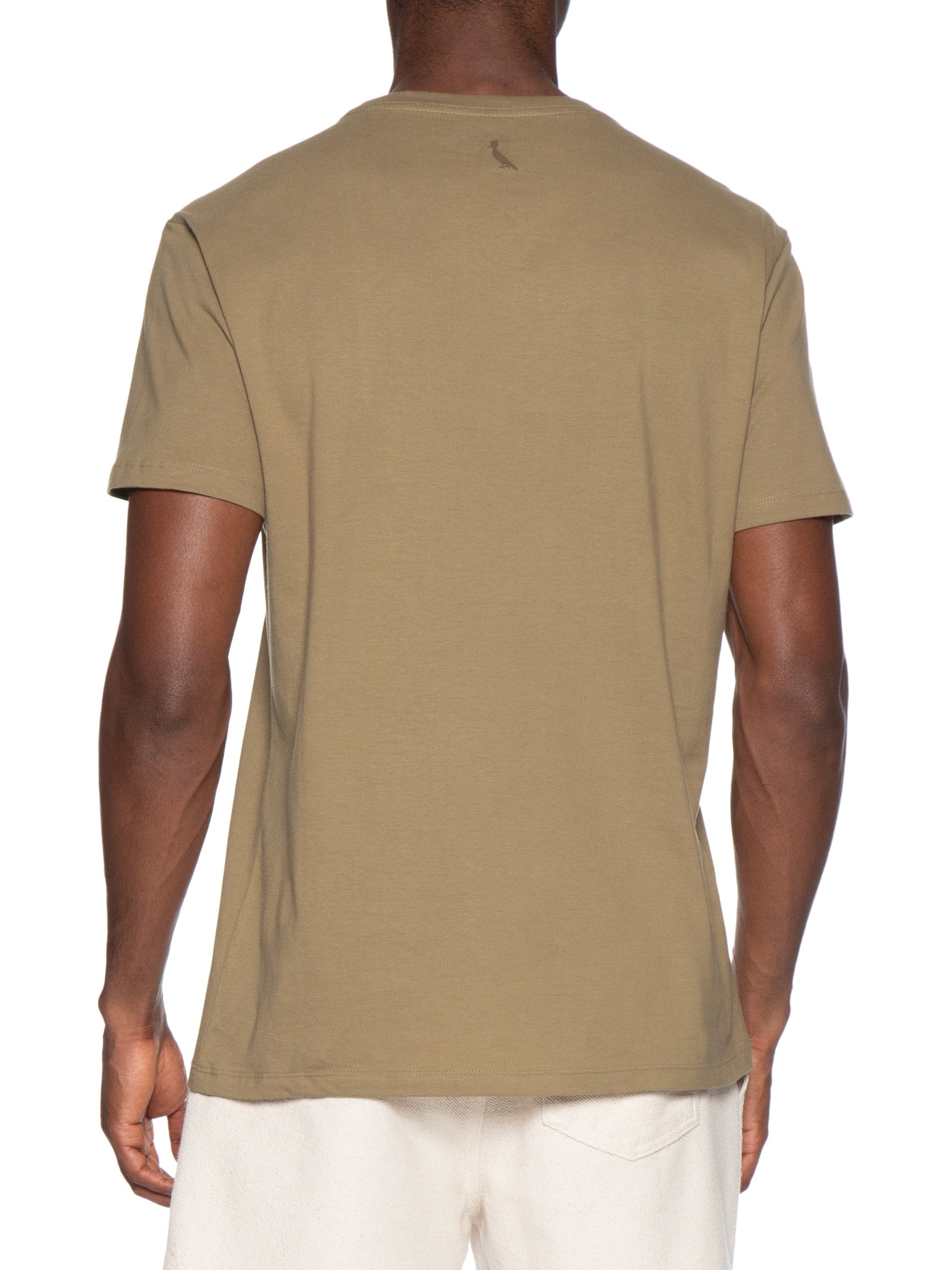 Camiseta Masculina Estampada Café Recortes Bege Reserva