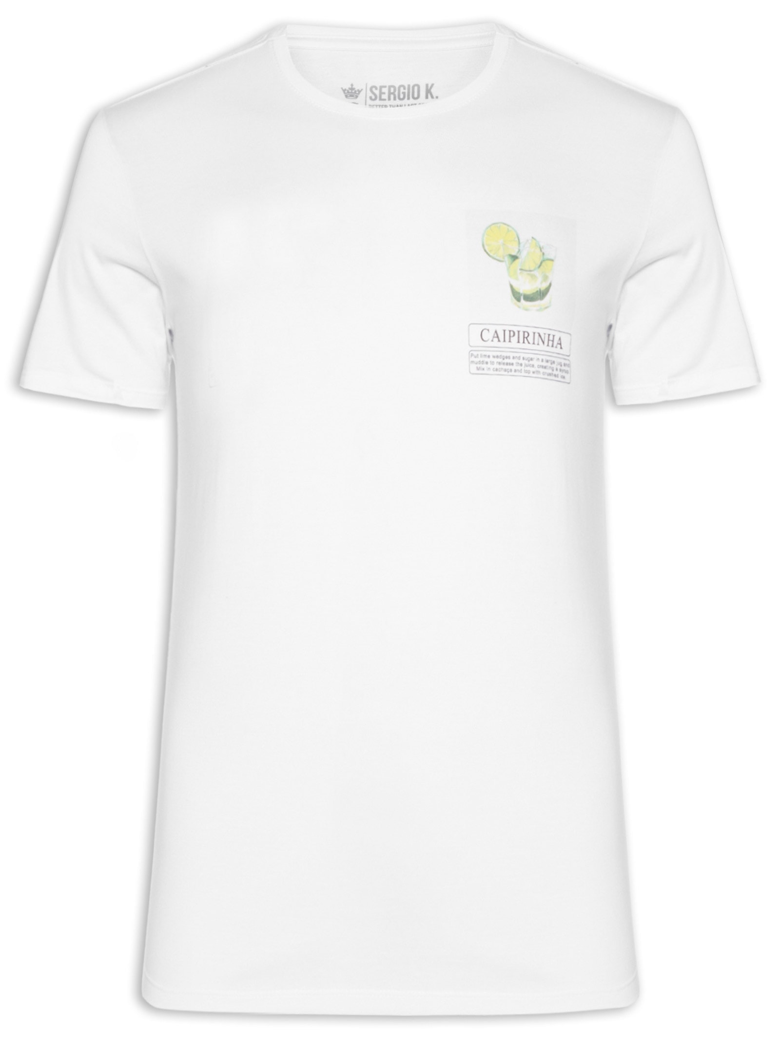 Camiseta Masculina Estampada Caipirinha Branco Sergio K