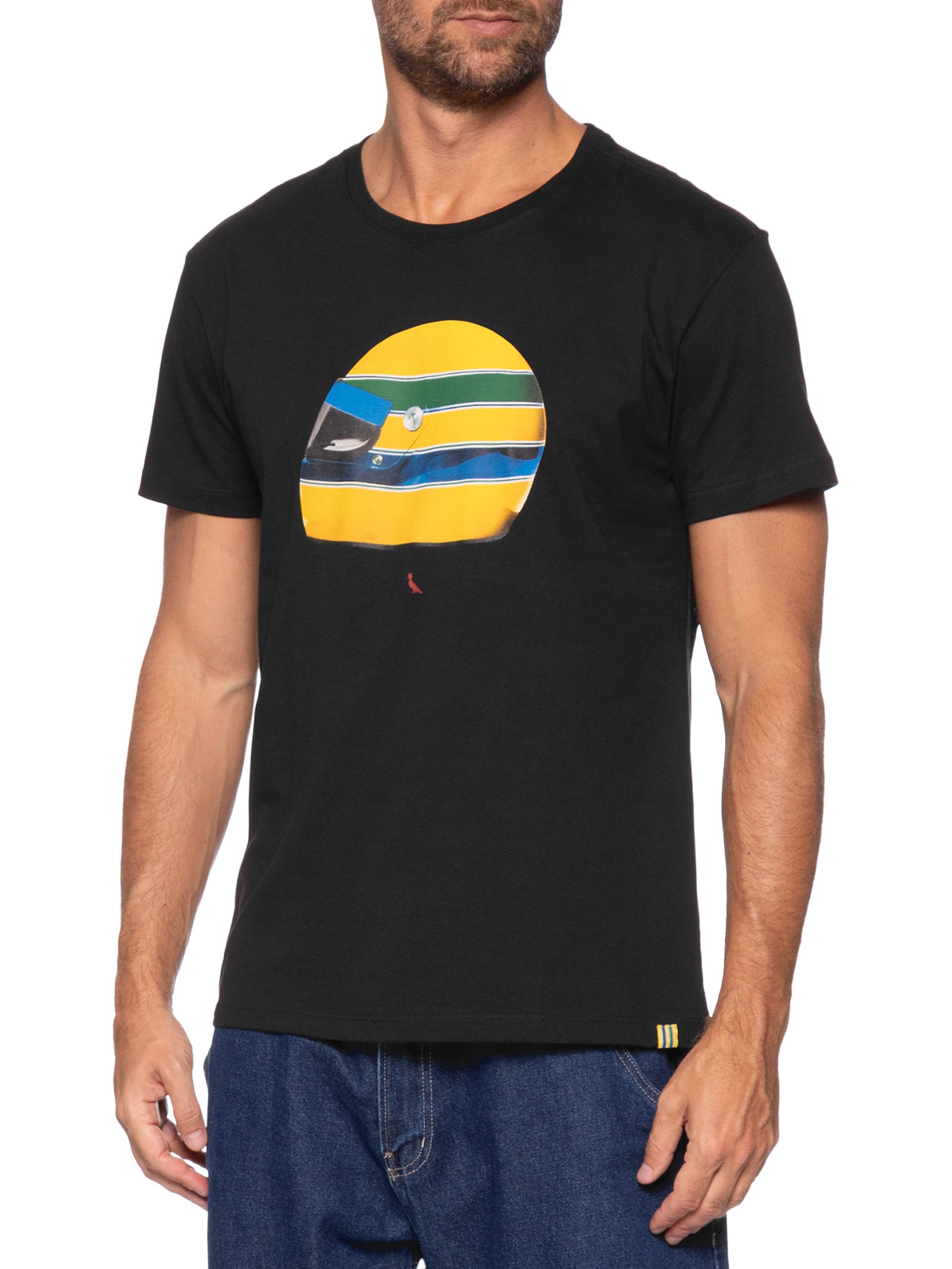 Camiseta Masculina Estampada Capacete Senna Preto Reserva