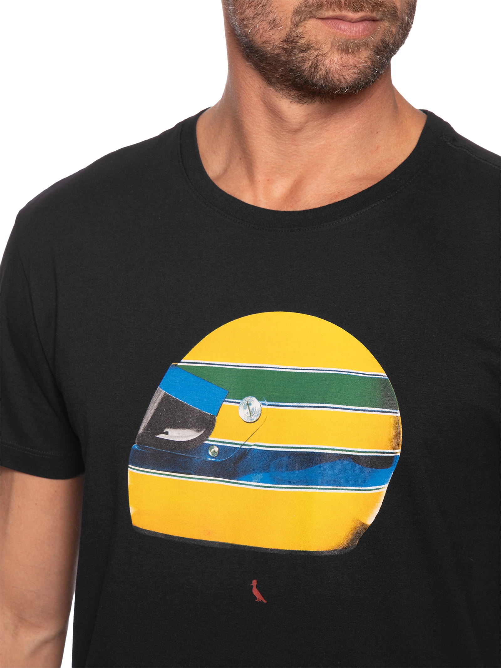 Camiseta Masculina Estampada Capacete Senna Preto Reserva