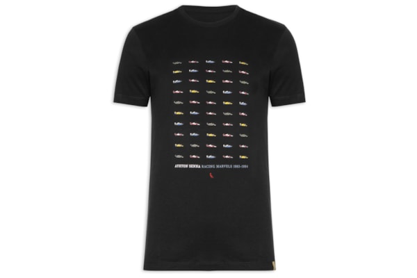 Camiseta Masculina Estampada Car Collection Senna - Preto