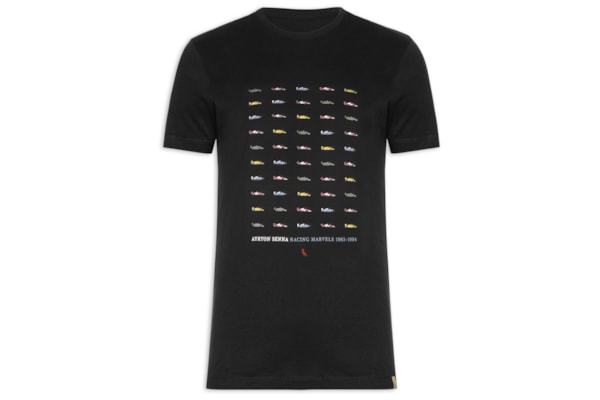Camiseta Masculina Estampada Car Collection Senna - Preto