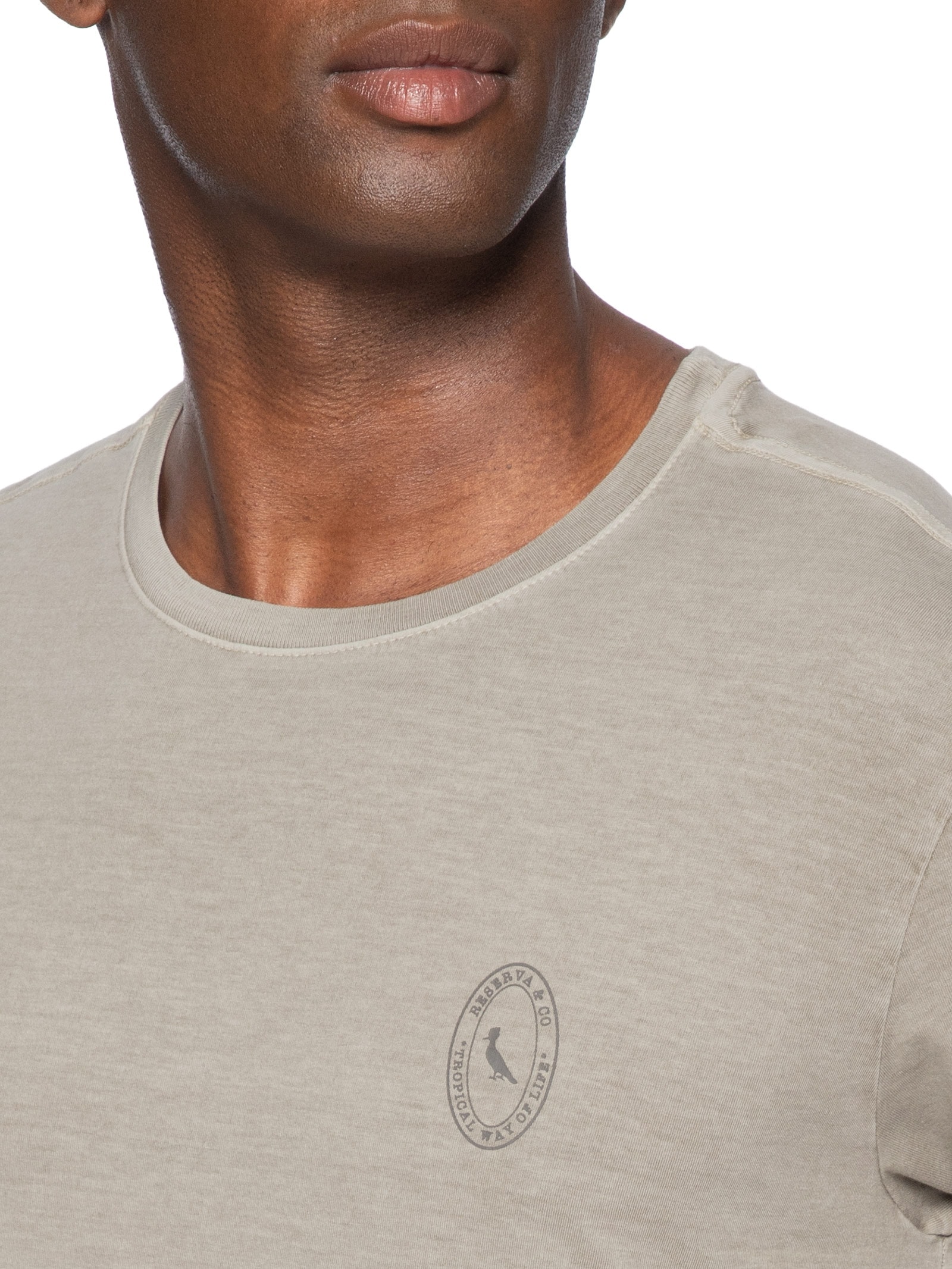 Camiseta Masculina Estampada Carimbo Peito Cinza Reserva