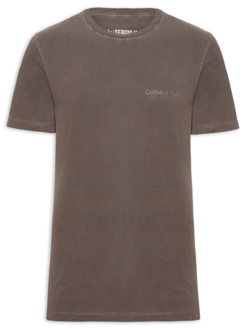 Camiseta Masculina Estampada Coffee & Vodka - Marrom