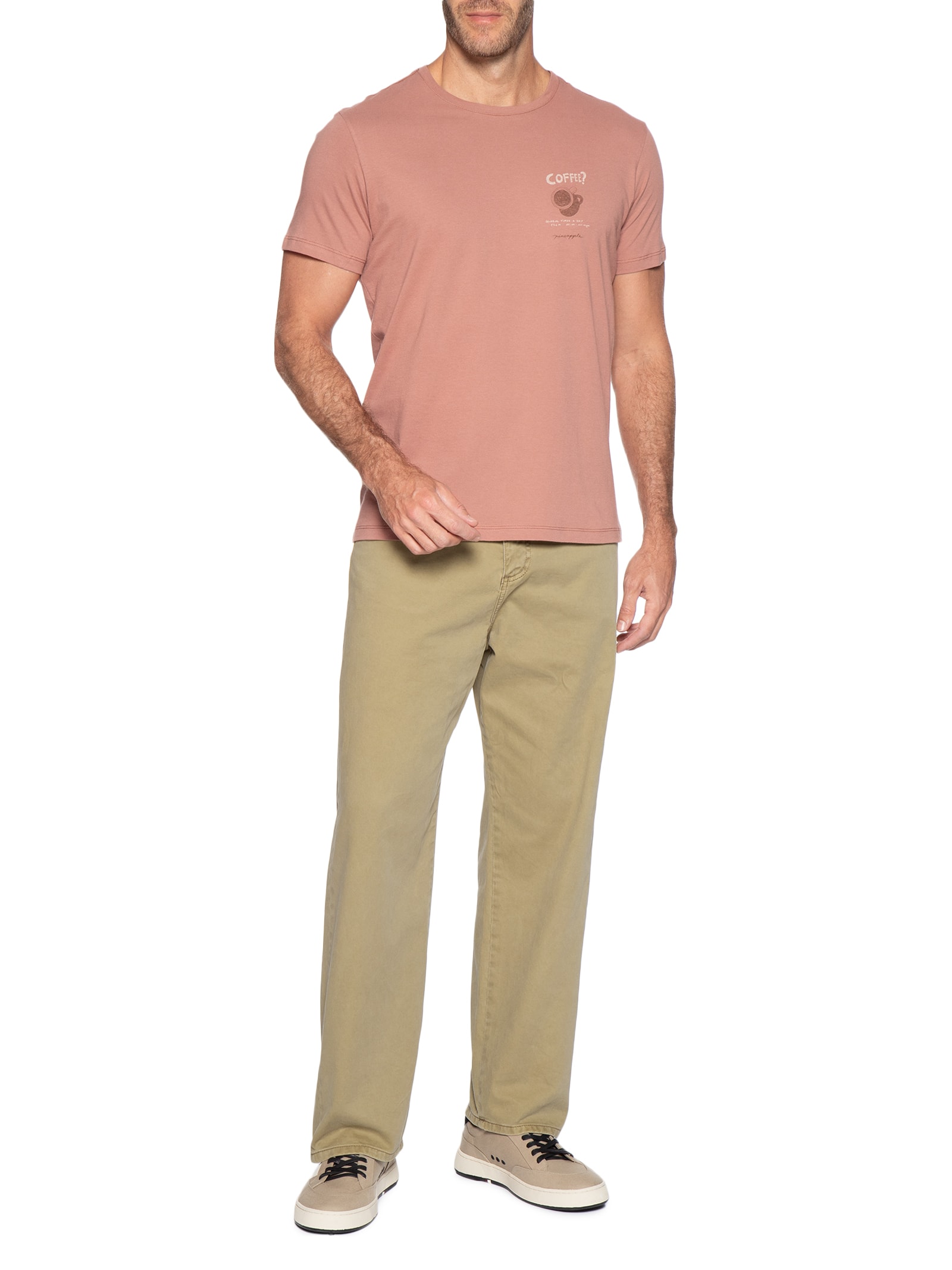 Camiseta Masculina Estampada Coffee Marrom Pineapple