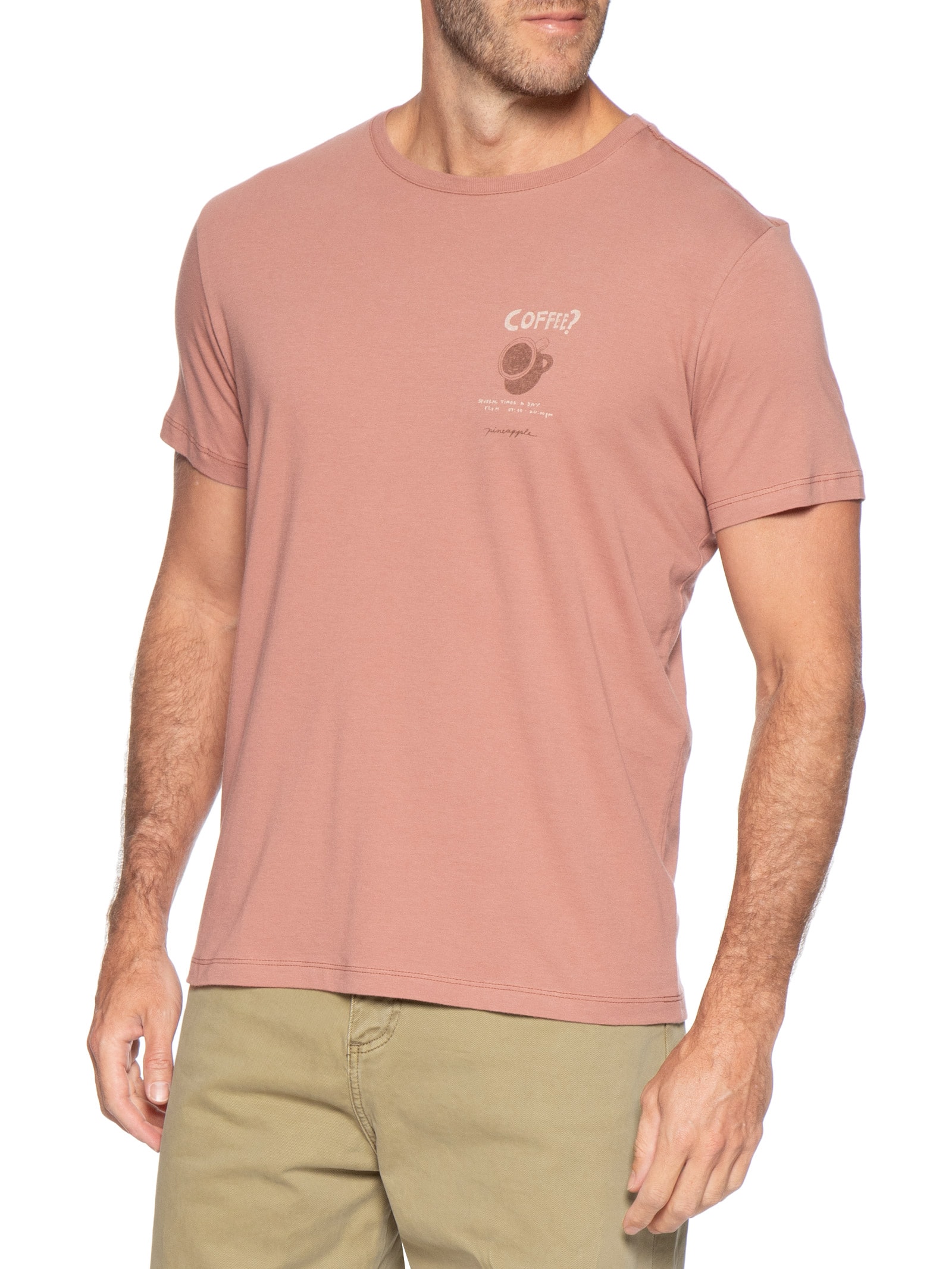 Camiseta Masculina Estampada Coffee Marrom Pineapple