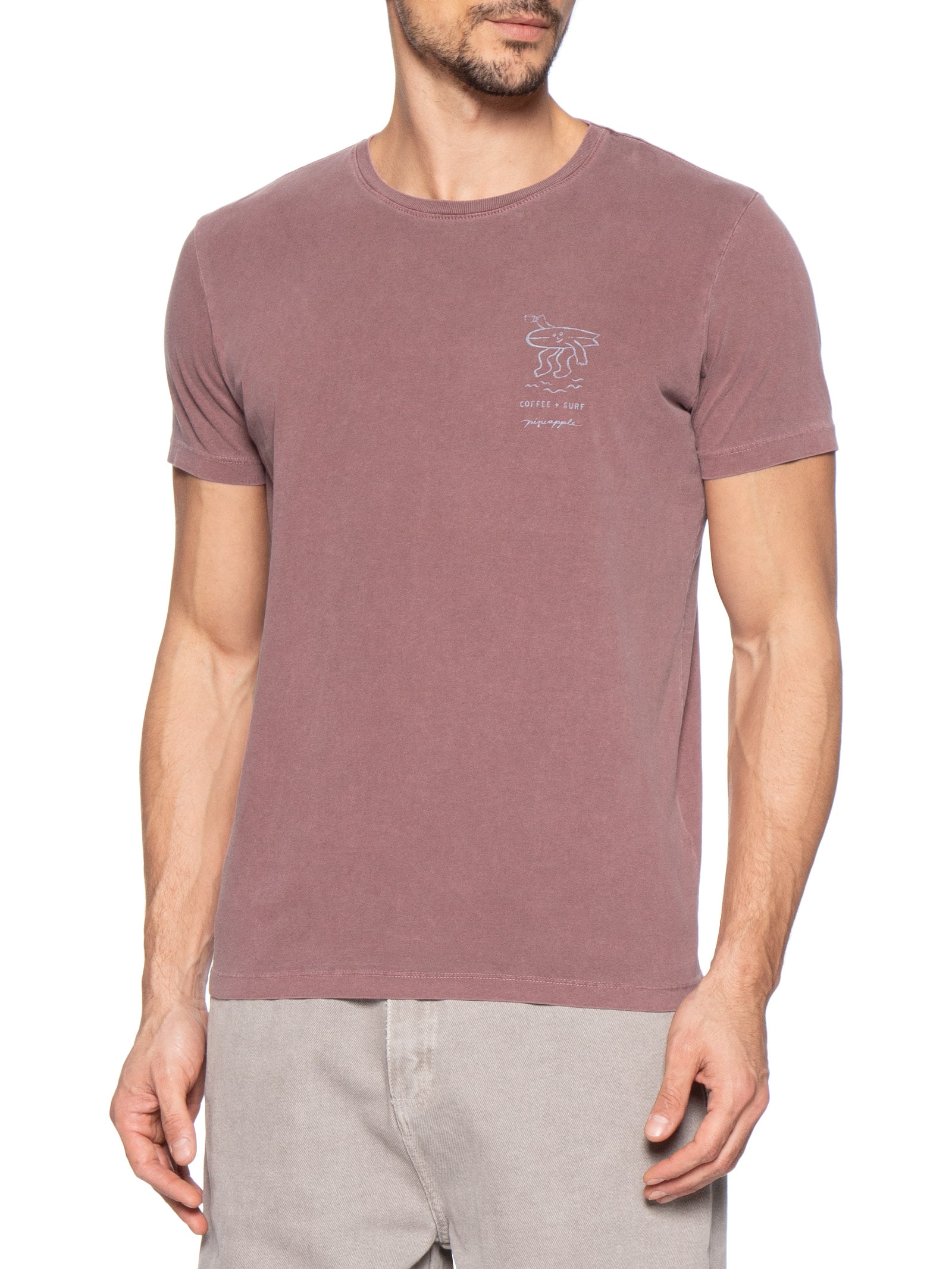Camiseta Masculina Estampada Coffee Surf Vermelho Pineapple
