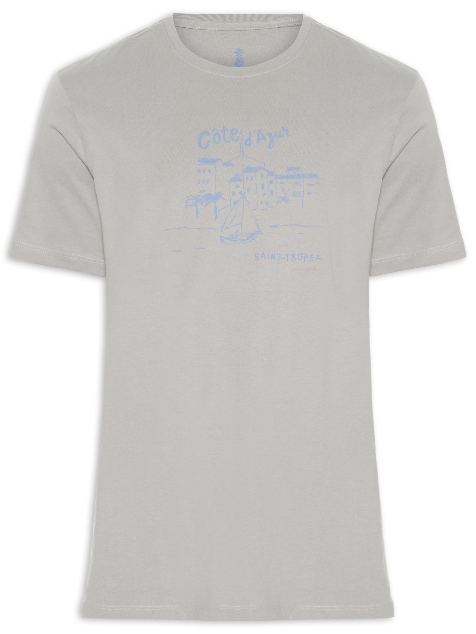 Camiseta Masculina Estampada Côte D'Azur Cinza Pineapple