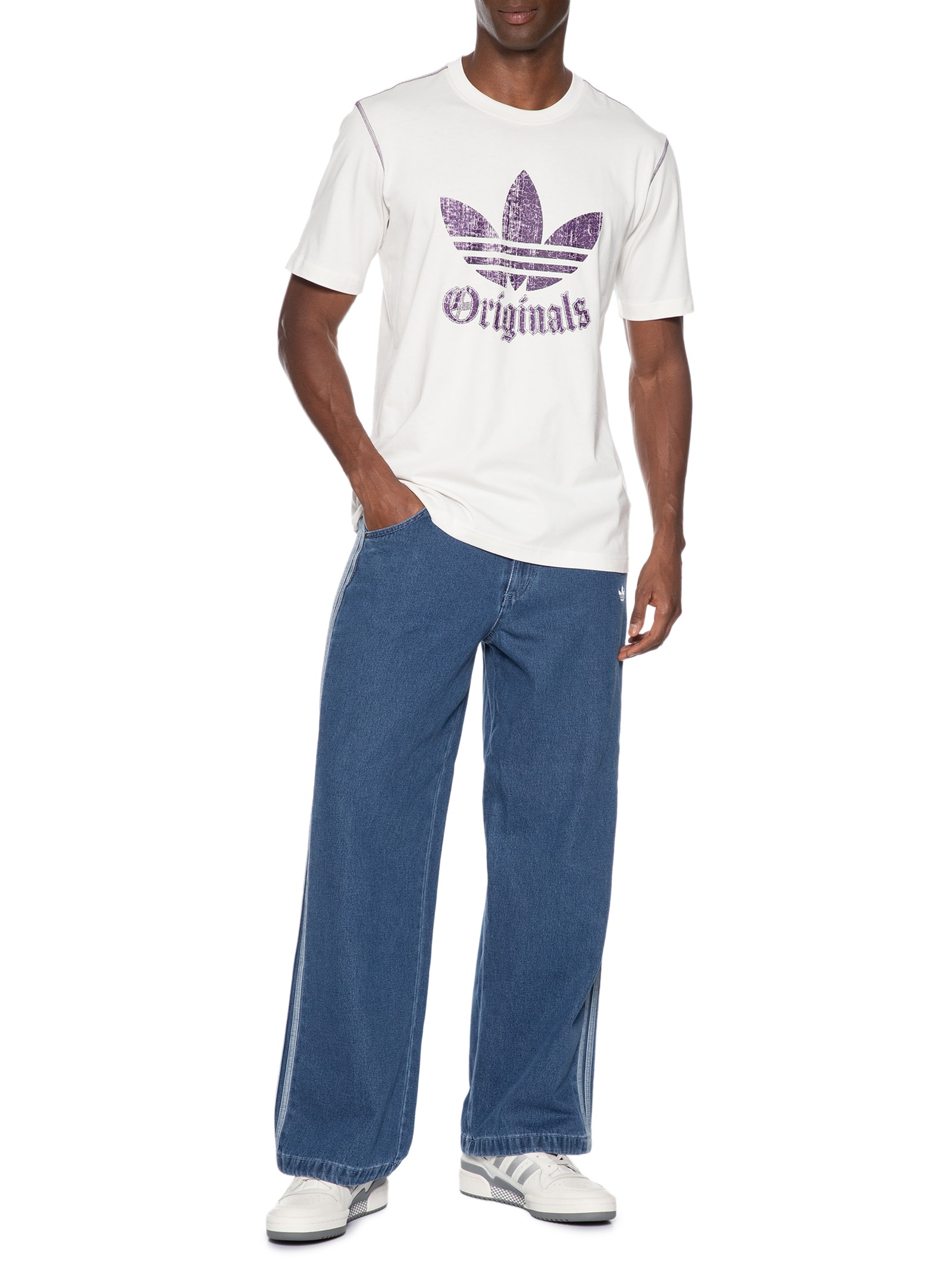 Camiseta Masculina Estampada Distressed Branco Adidas Originals