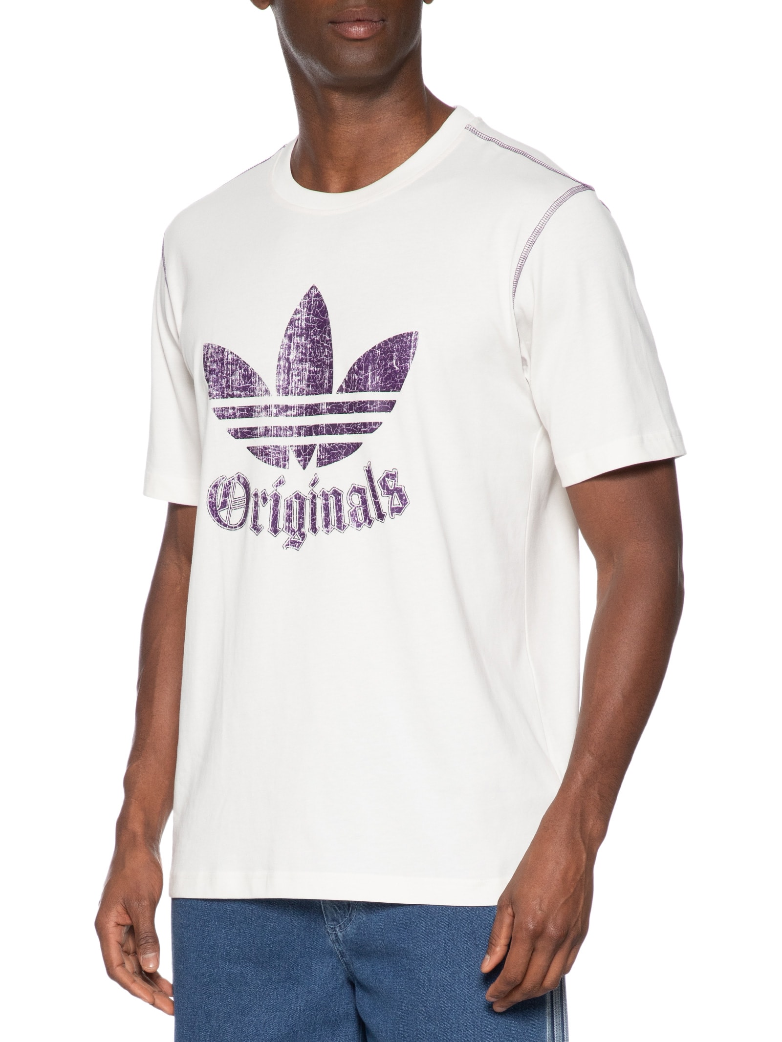 Camiseta Masculina Estampada Distressed Branco Adidas Originals