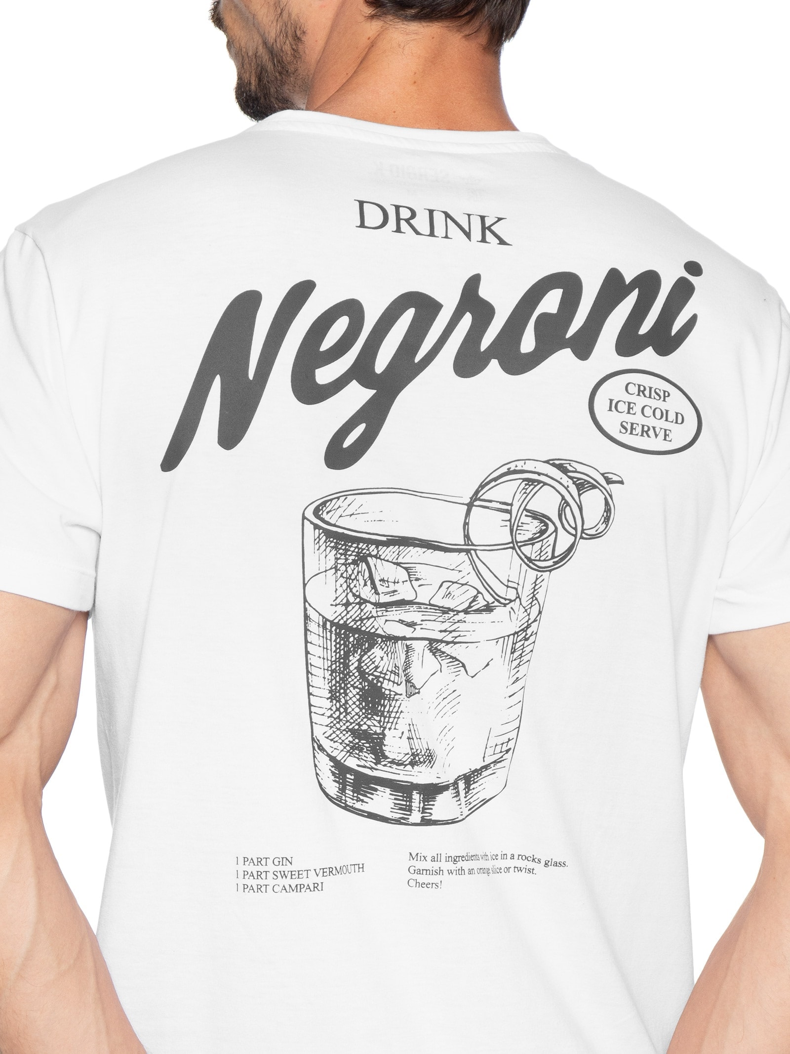 Camiseta Masculina Estampada Drink Negroni Branco Sergio K