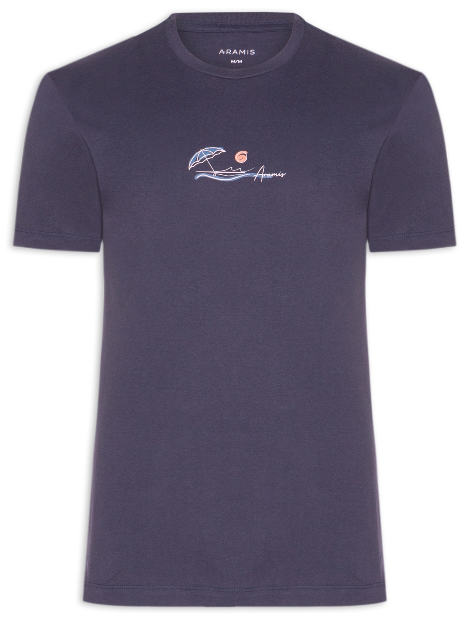 Camiseta Masculina Estampada em Algodão Azul Aramis
