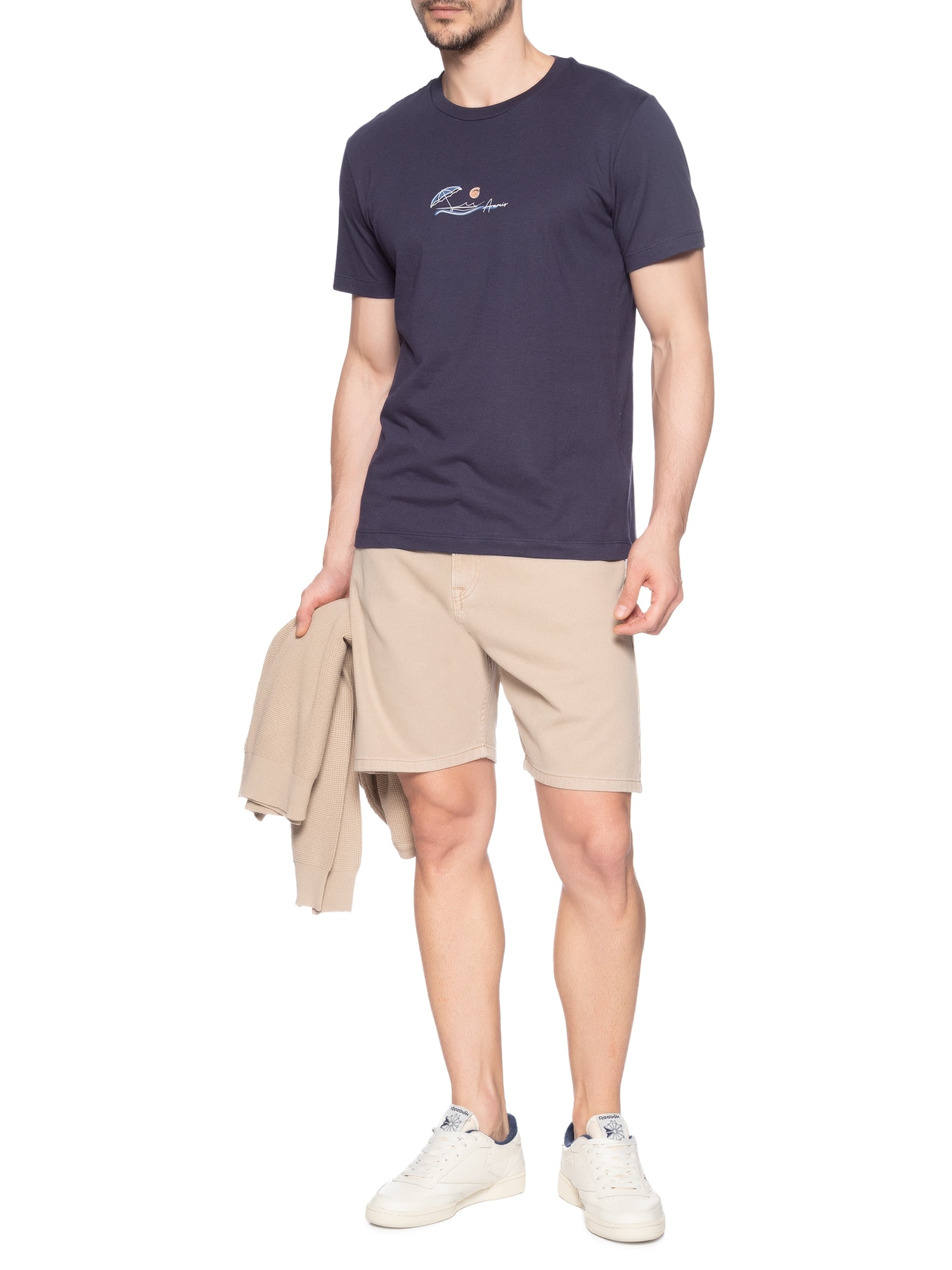 Camiseta Masculina Estampada em Algodão Azul Aramis