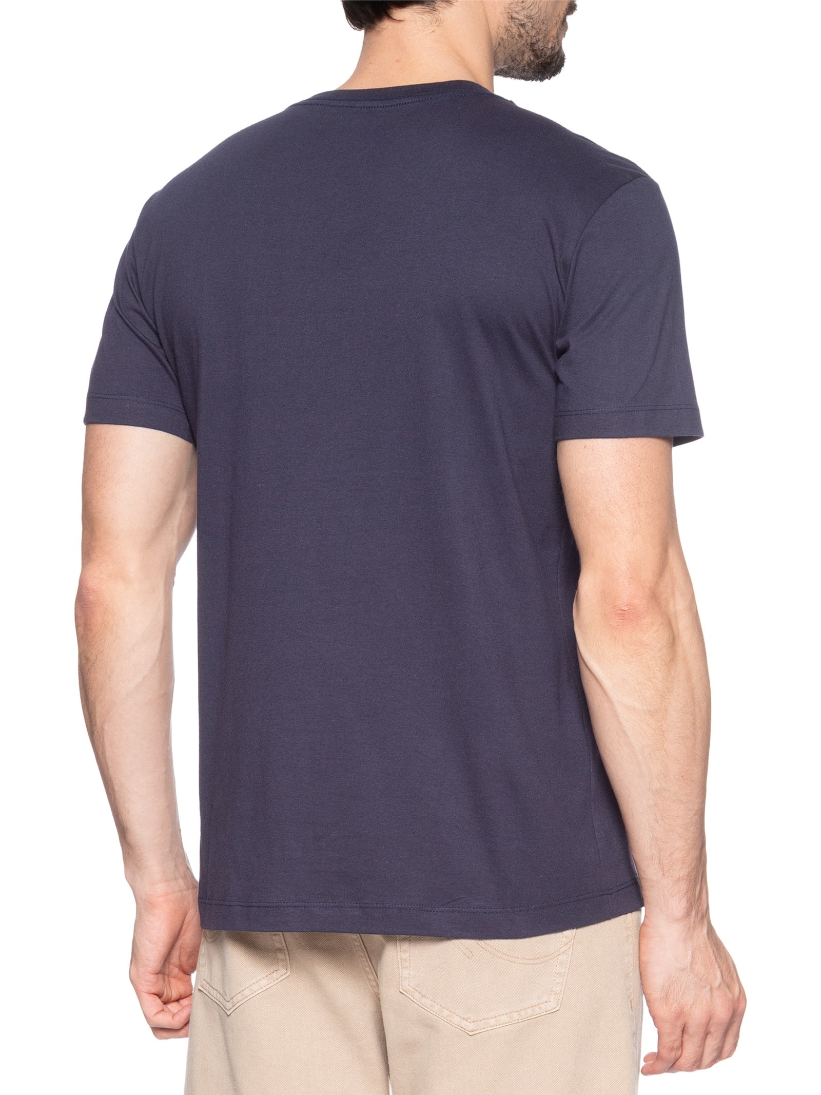 Camiseta Masculina Estampada em Algodão Azul Aramis