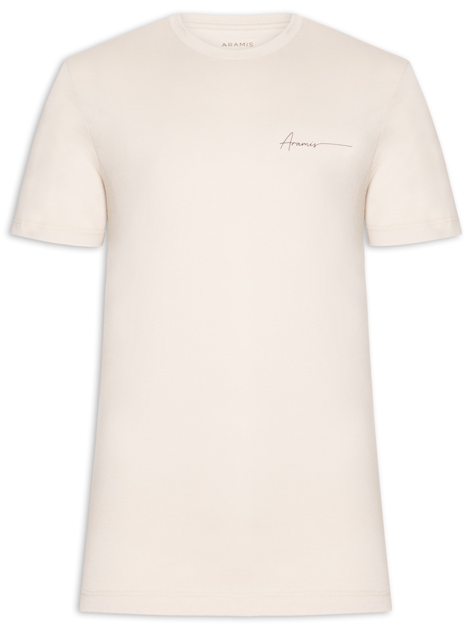 Camiseta Masculina Estampada Em Algodão Bege Aramis