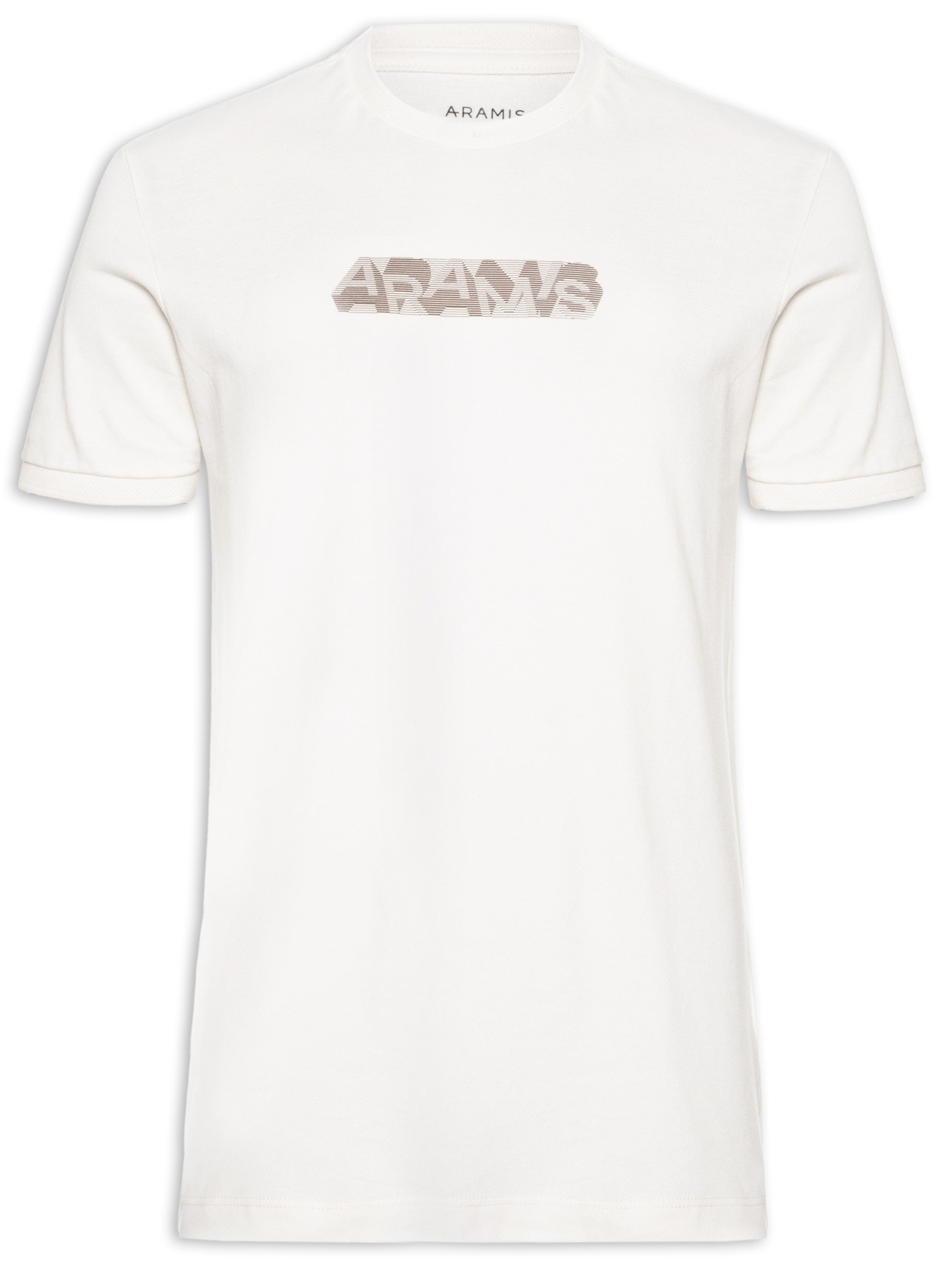 Camiseta Masculina Estampada em Algodão Branco Aramis