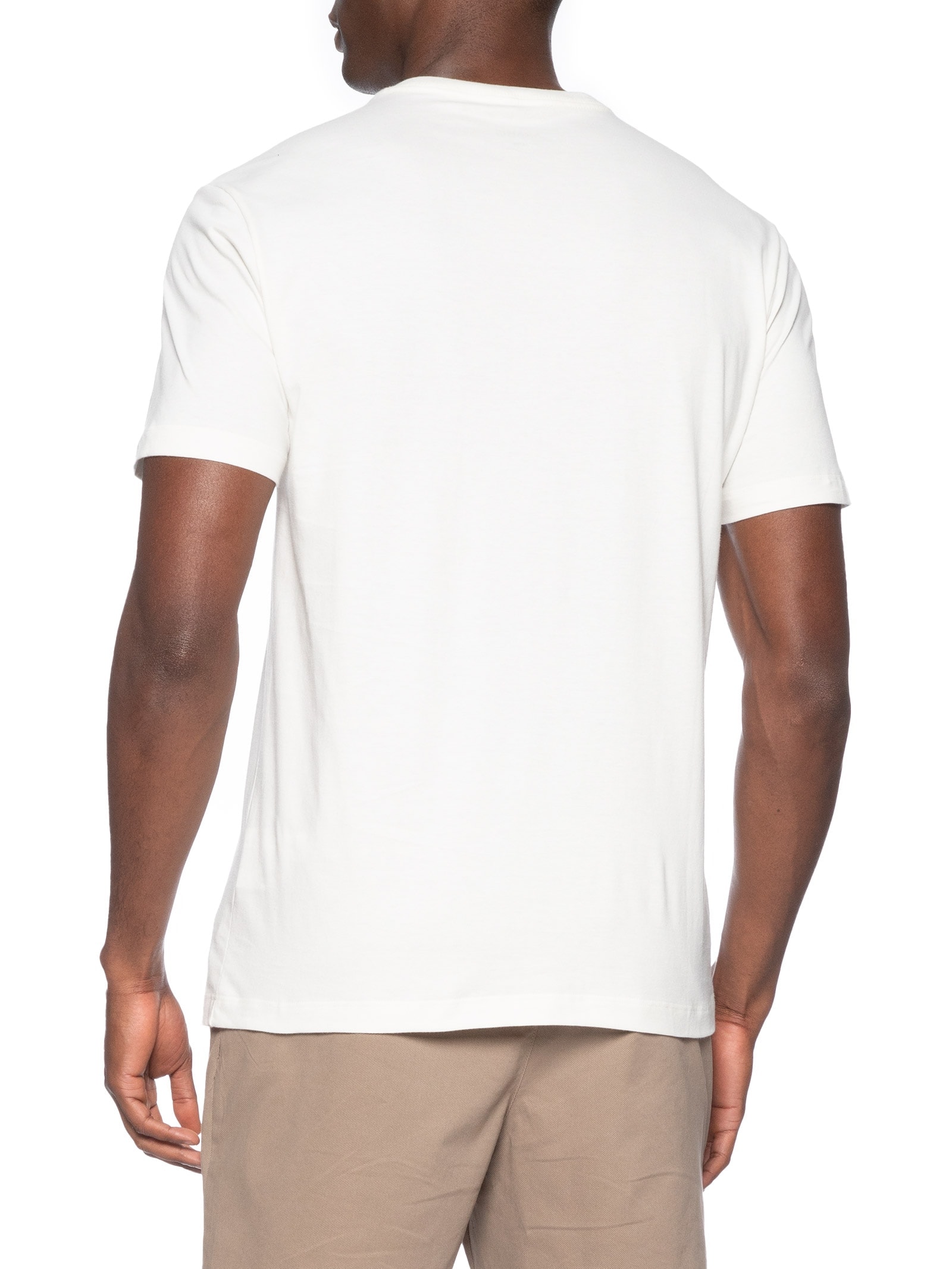 Camiseta Masculina Estampada em Algodão Branco Aramis