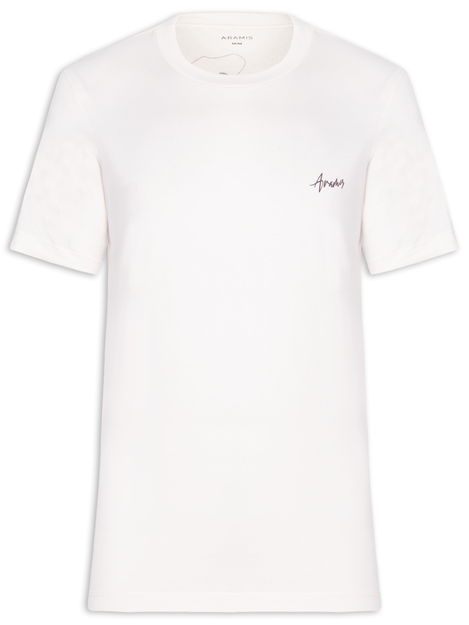 Camiseta Masculina Estampada em Algodão Branco Aramis