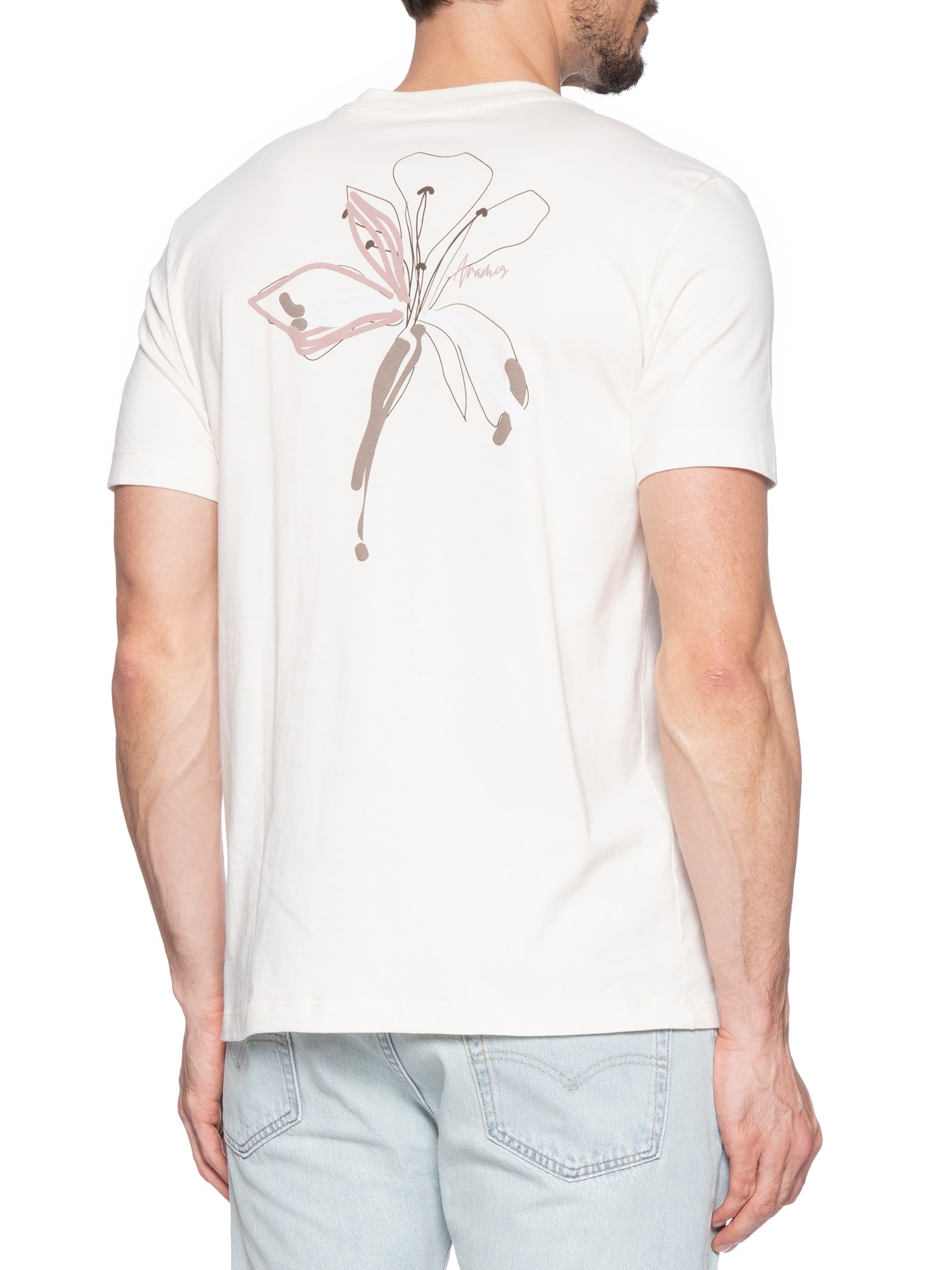 Camiseta Masculina Estampada em Algodão Branco Aramis