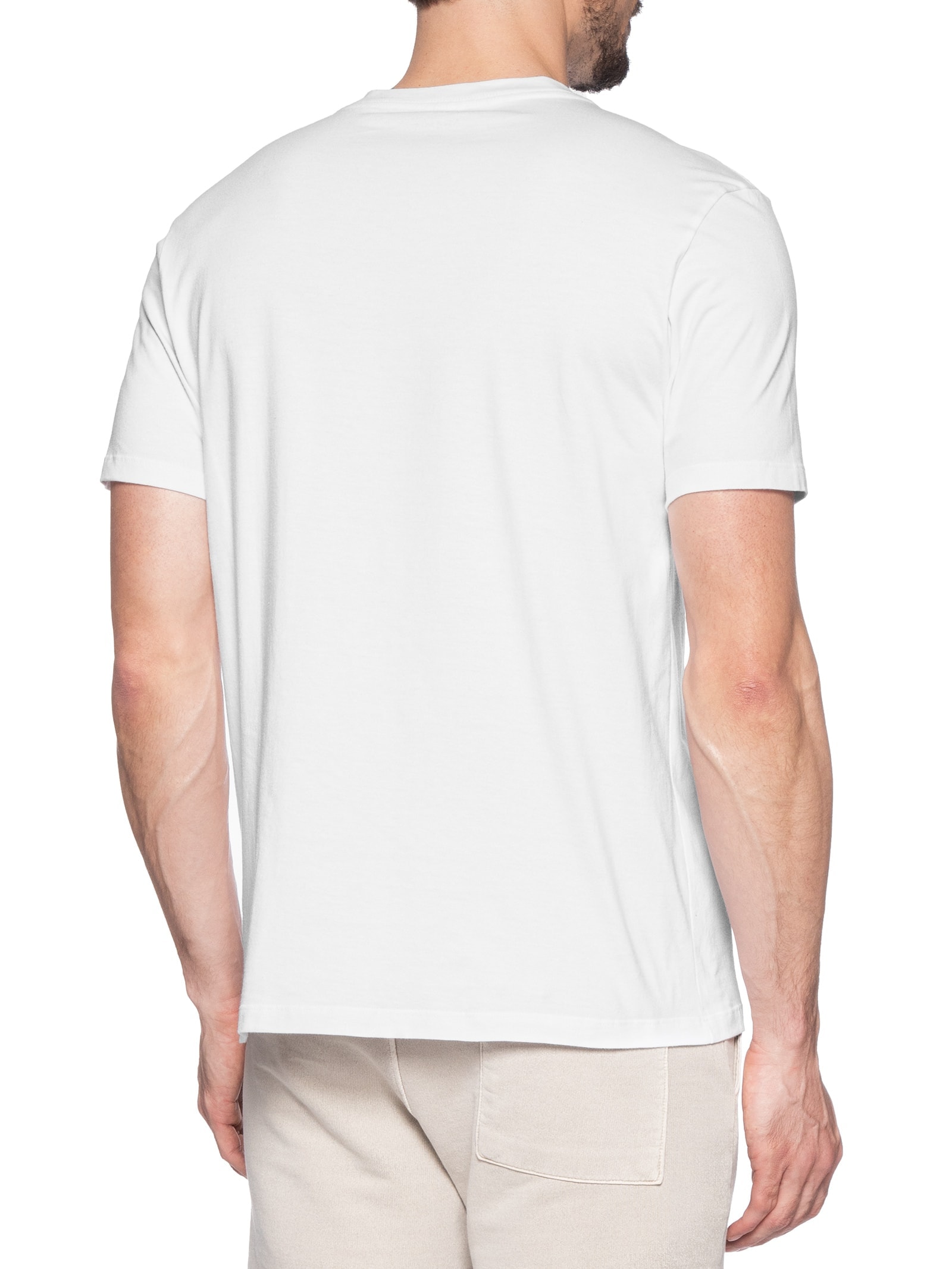 Camiseta Masculina Estampada em Algodão Branco Aramis