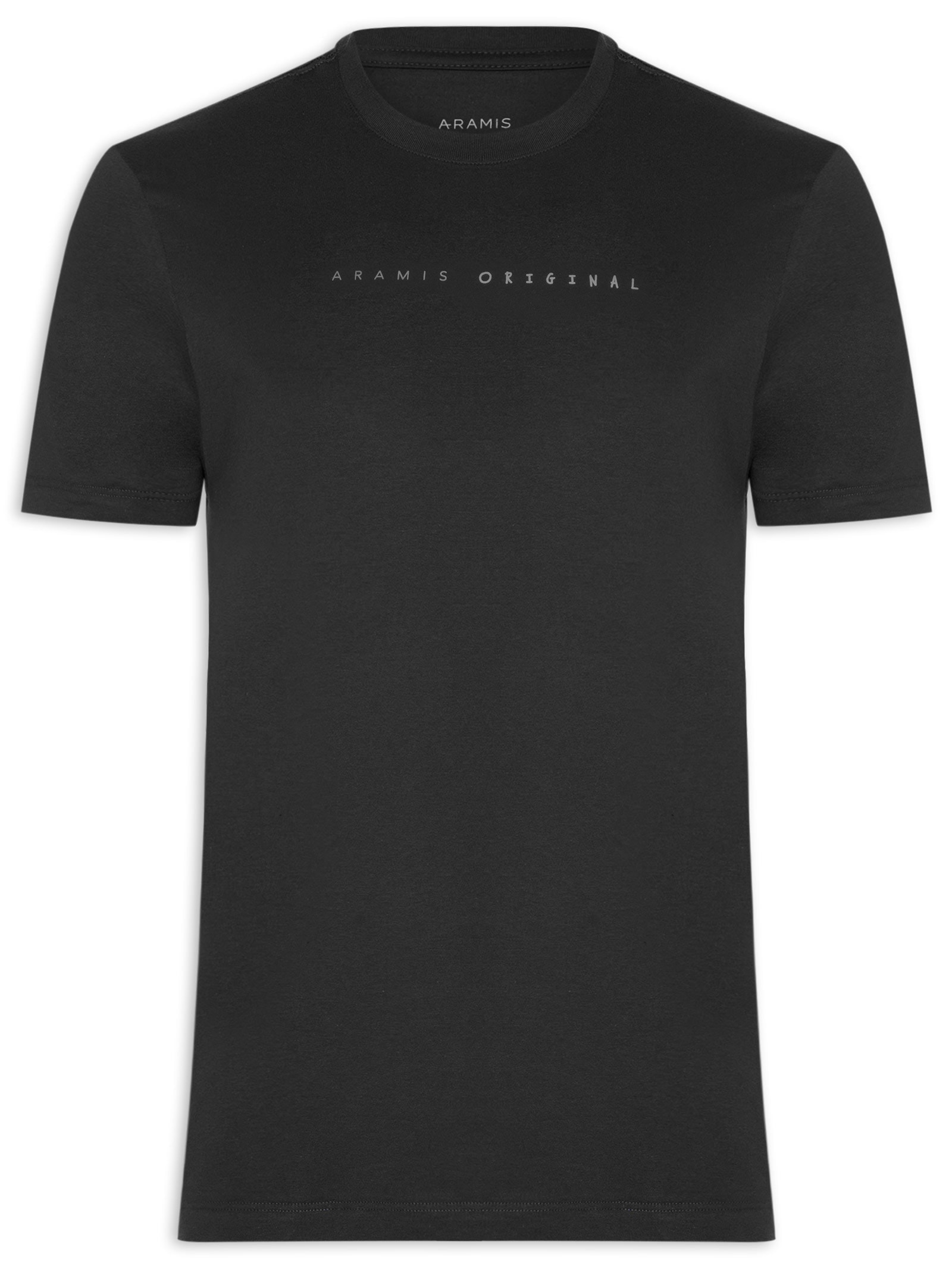 Camiseta Masculina Estampada Em Algodão  Preto Aramis