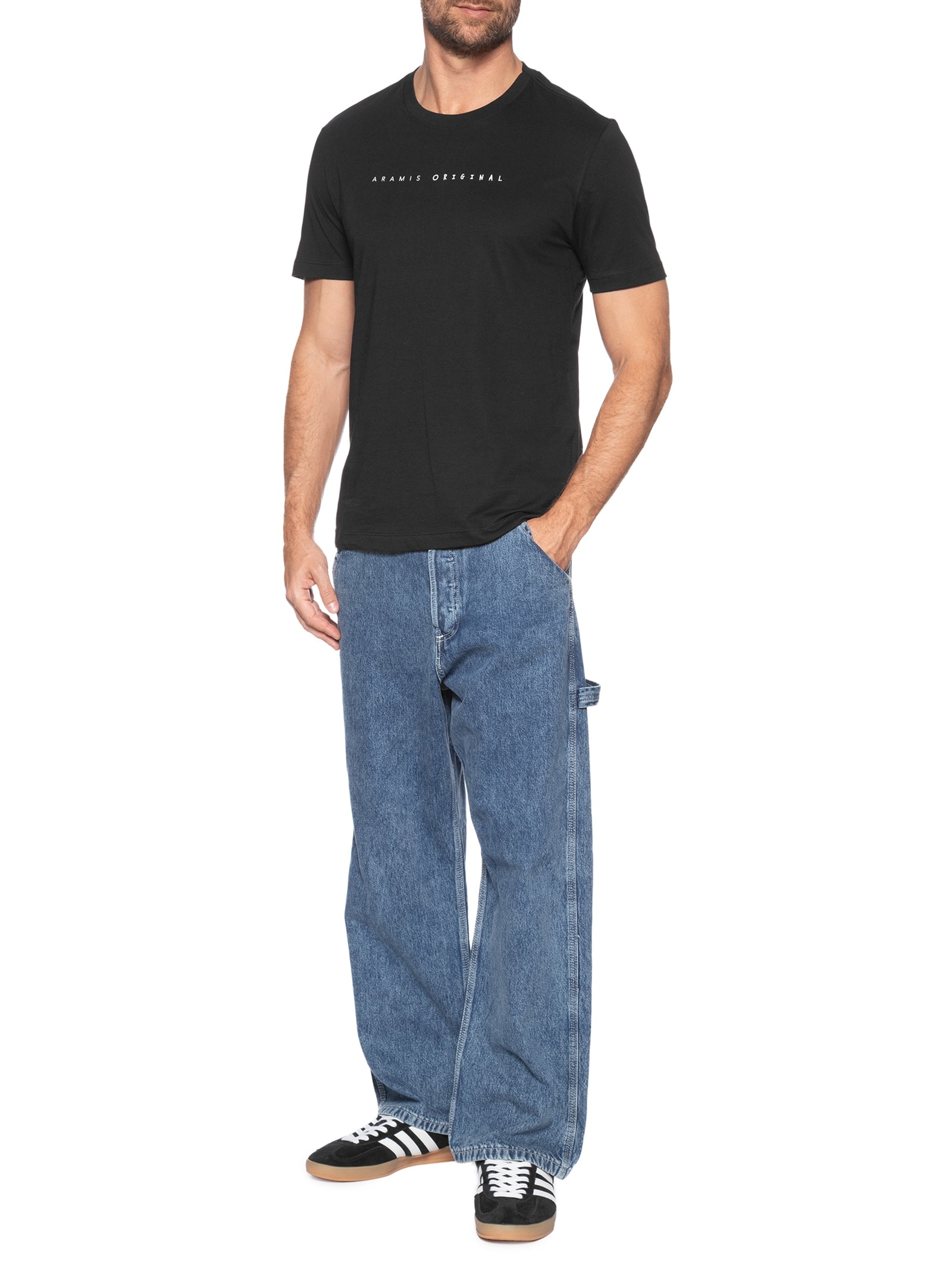 Camiseta Masculina Estampada Em Algodão  Preto Aramis