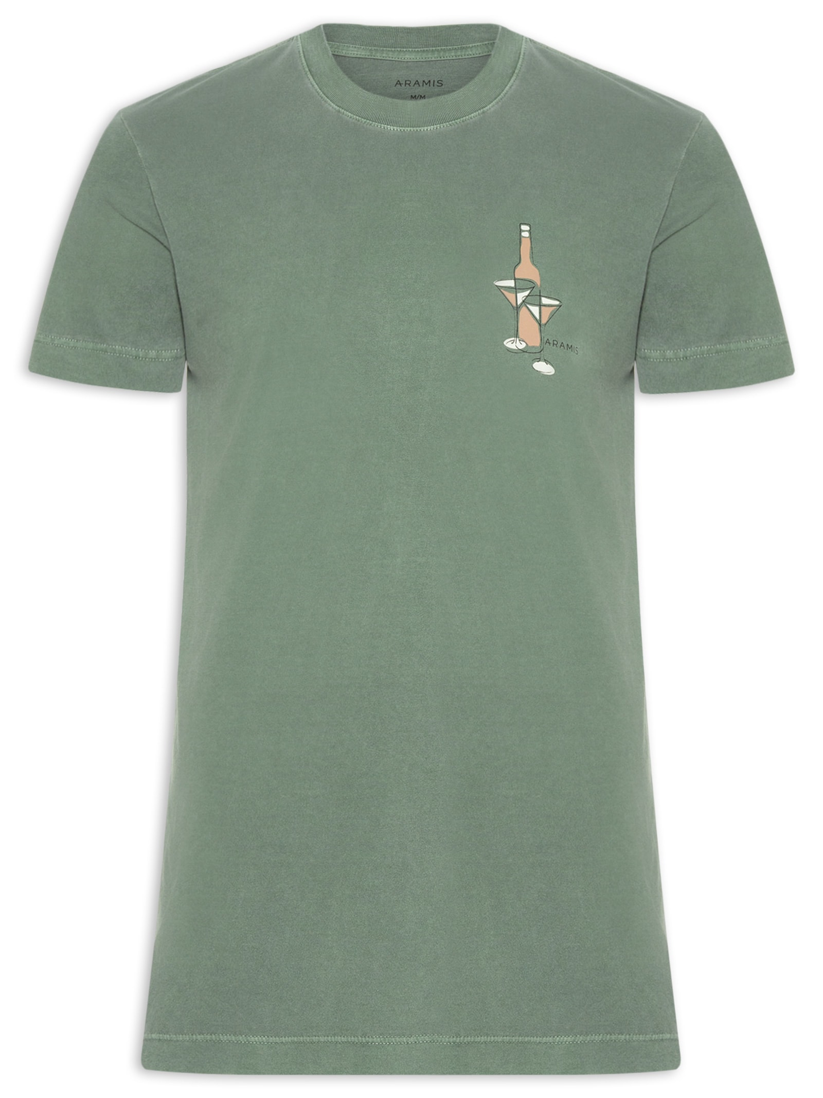 Camiseta Masculina Estampada em Algodão Verde Aramis
