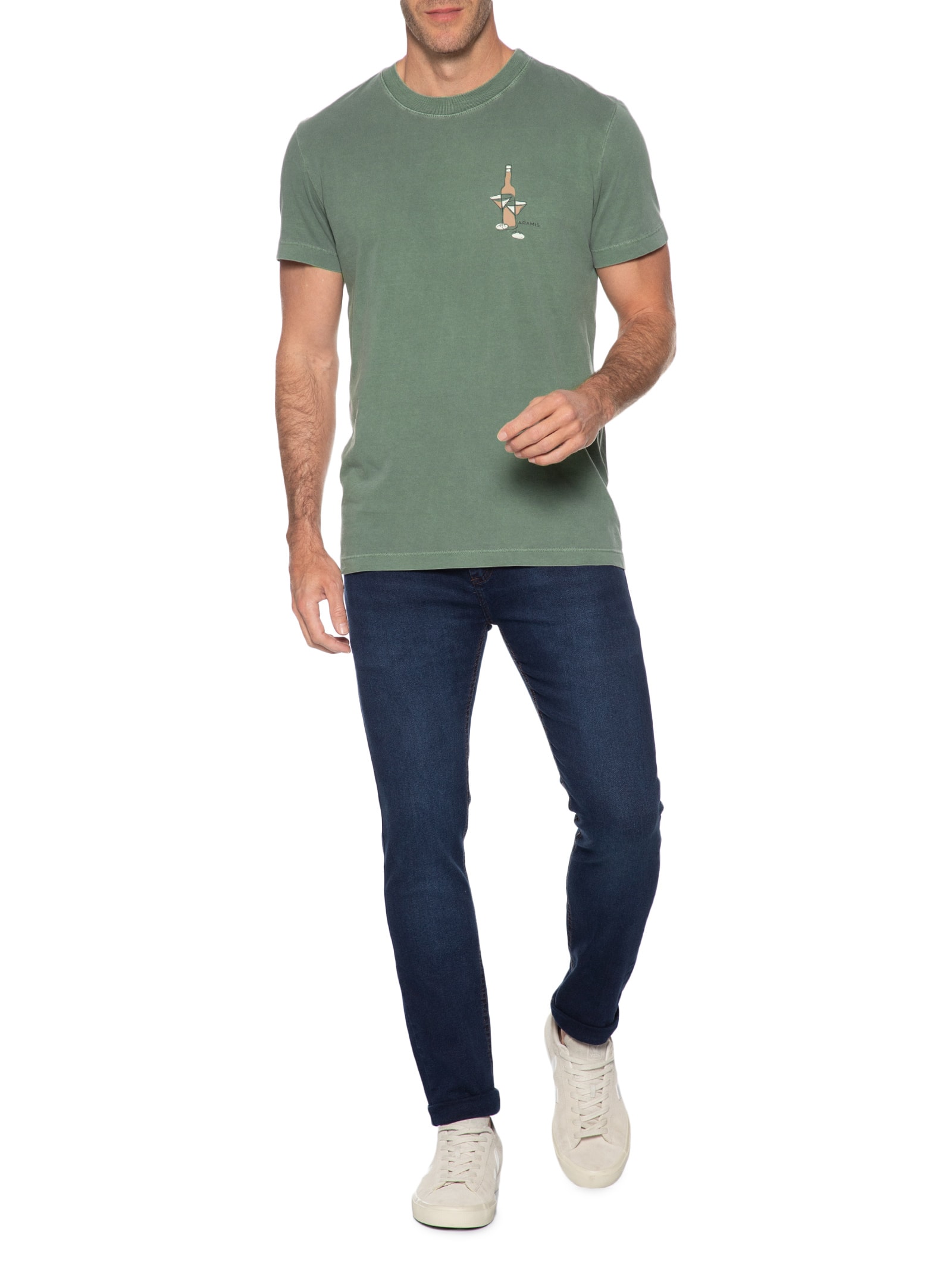Camiseta Masculina Estampada em Algodão Verde Aramis