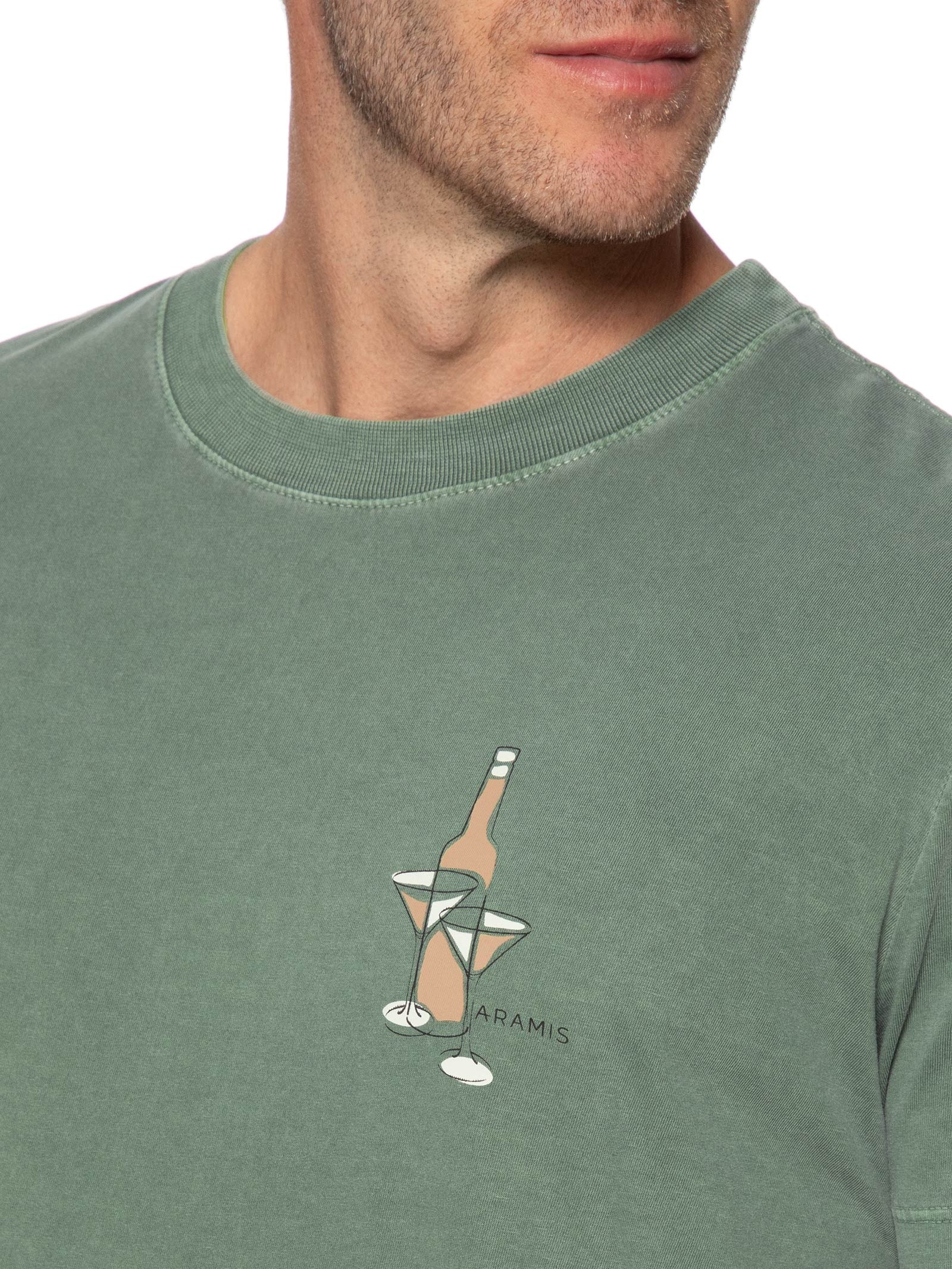 Camiseta Masculina Estampada em Algodão Verde Aramis