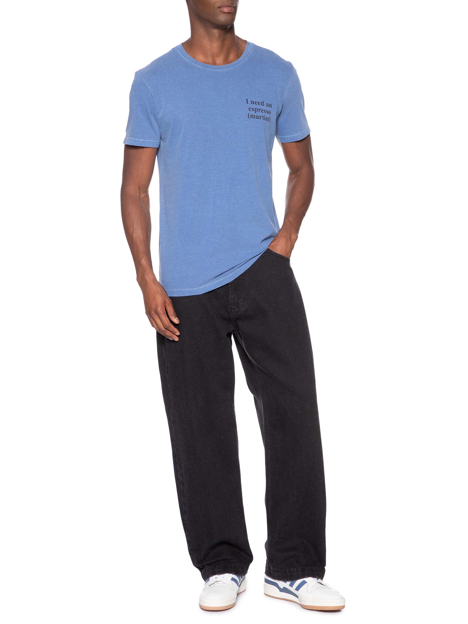 Camiseta Masculina Estampada Espresso Martini Azul Sergio K