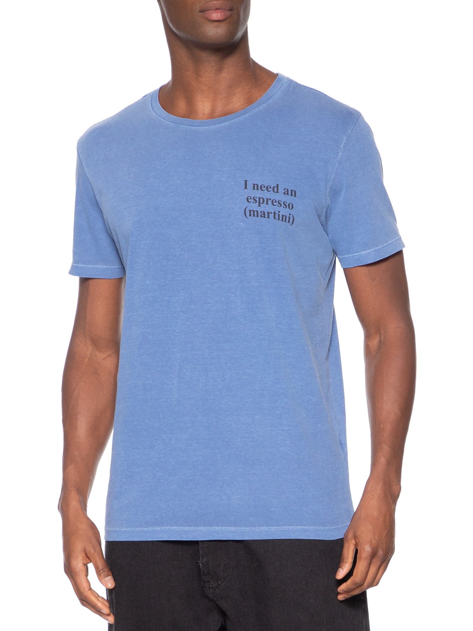 Camiseta Masculina Estampada Espresso Martini Azul Sergio K