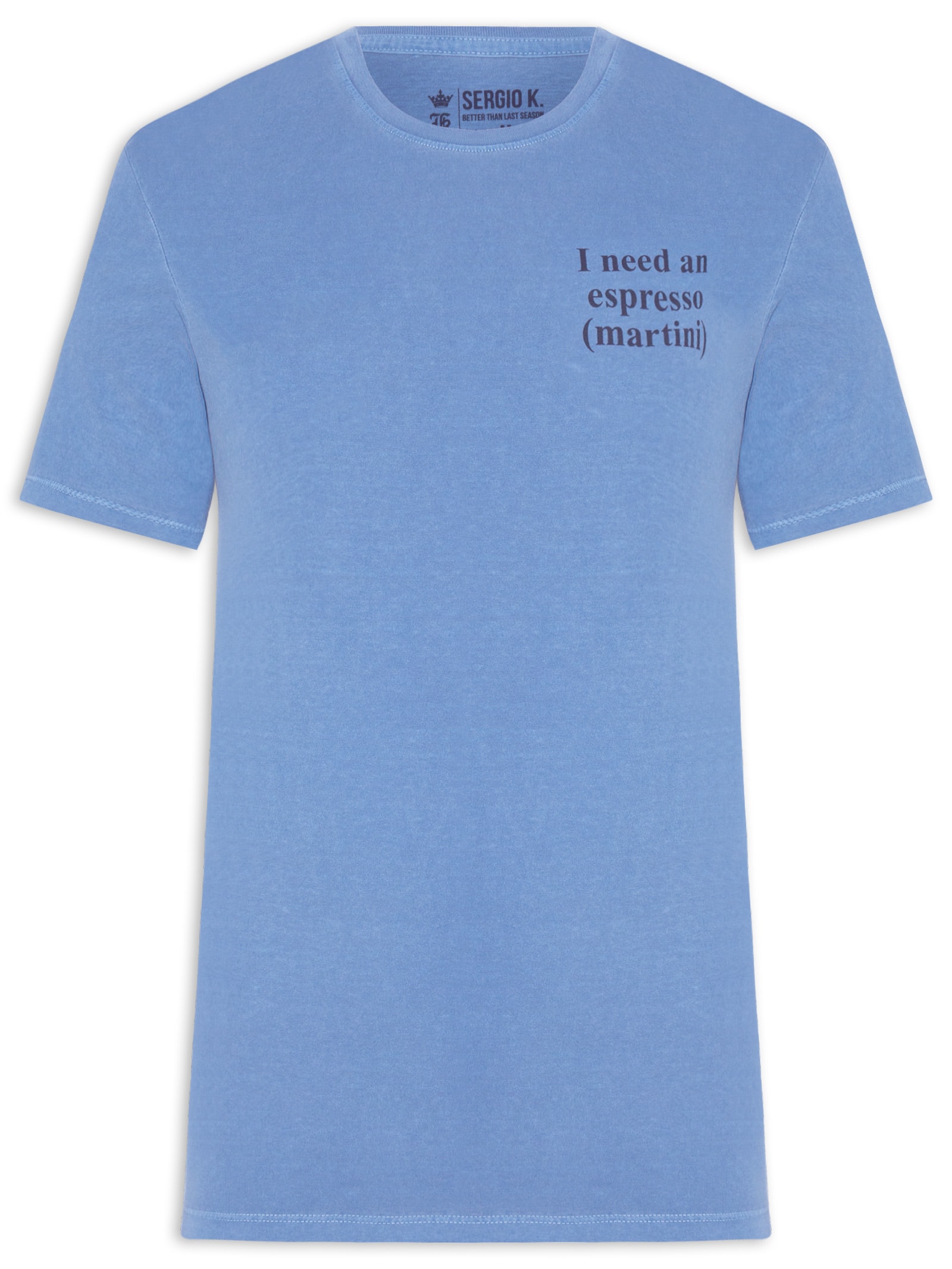 Camiseta Masculina Estampada Espresso Martini Azul Sergio K