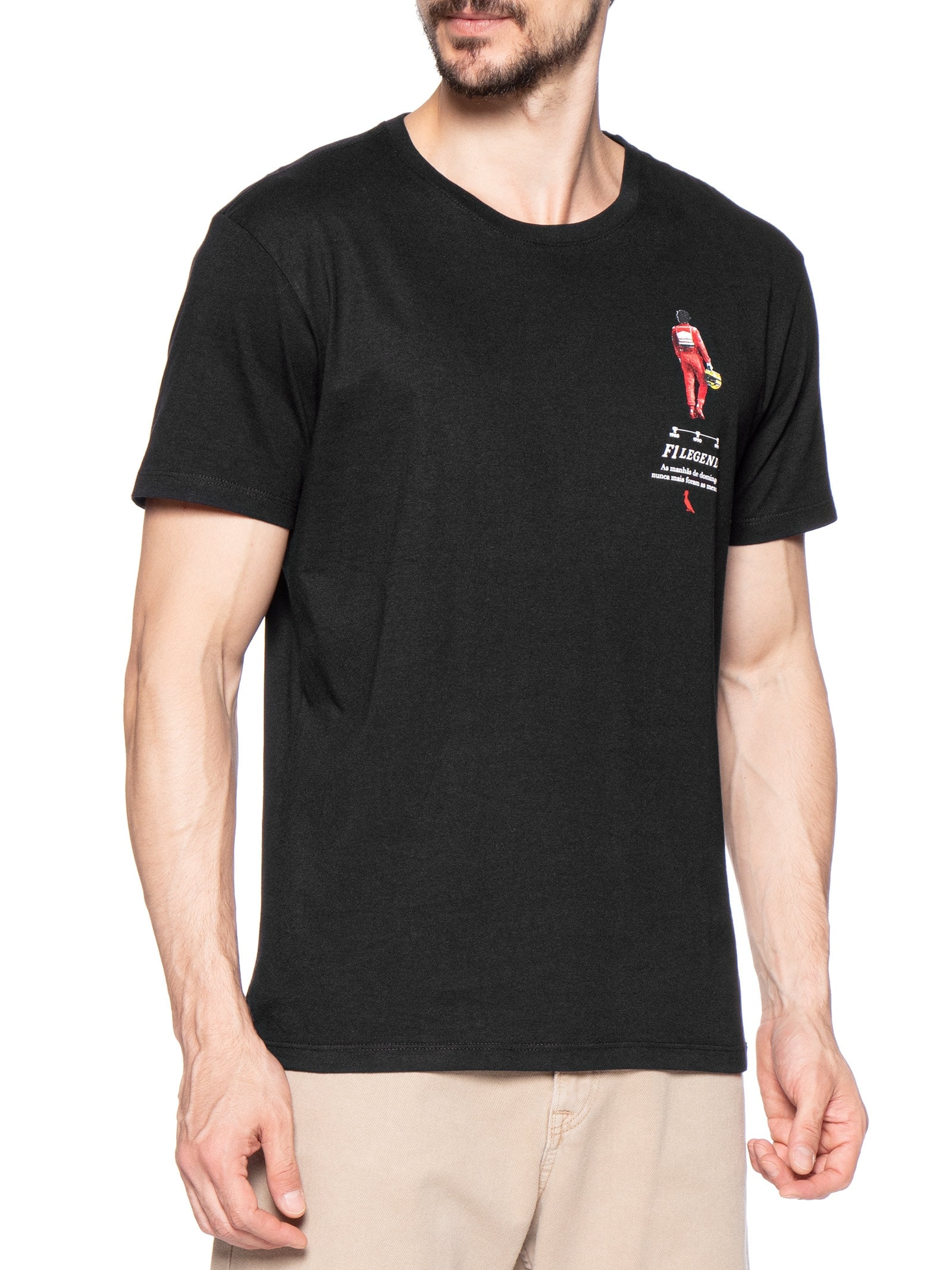 Camiseta Masculina Estampada F1 Legend Senna Preto Reserva