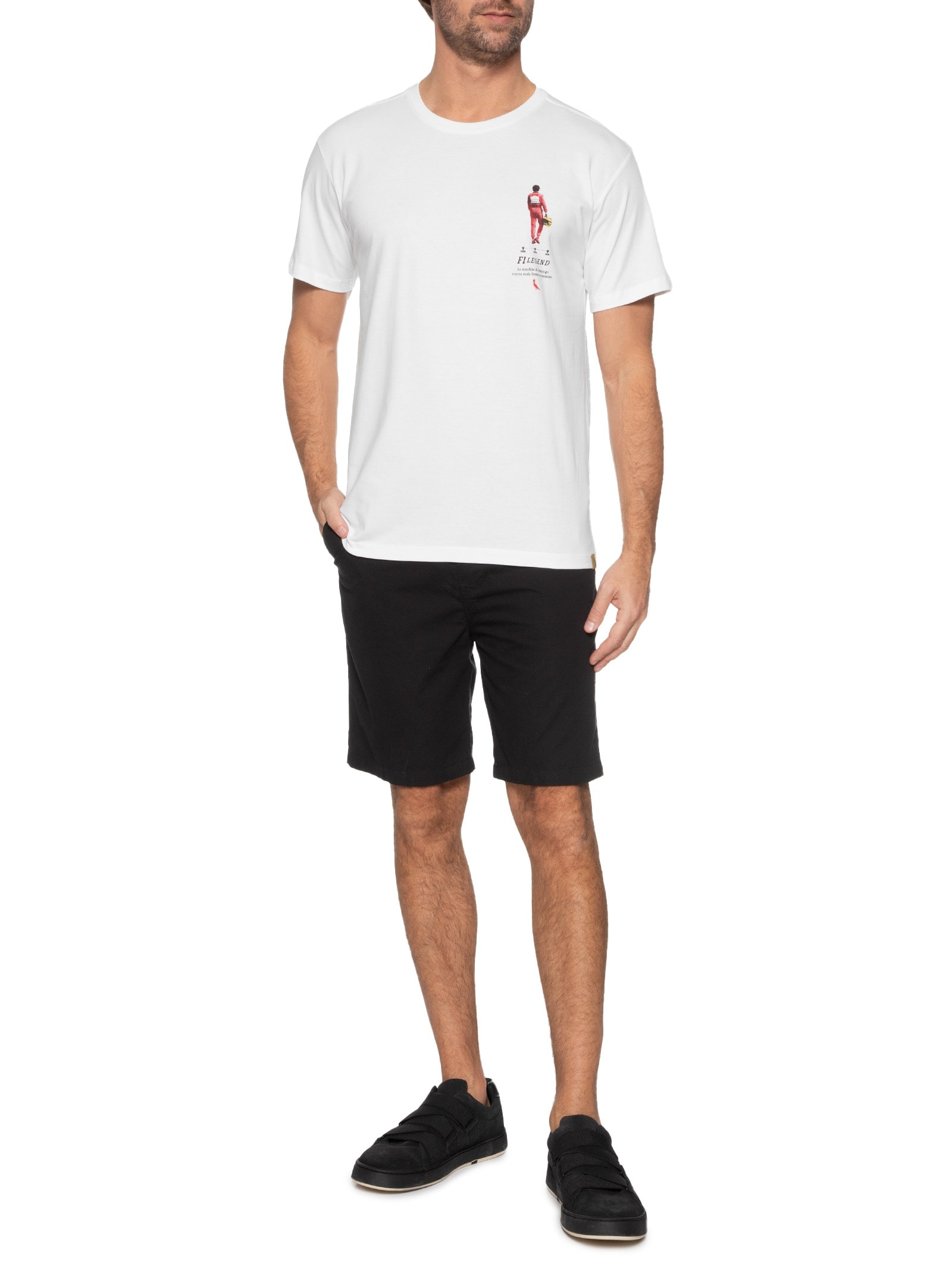 Camiseta Masculina Estampada F1 Leggend Senna Branco Reserva