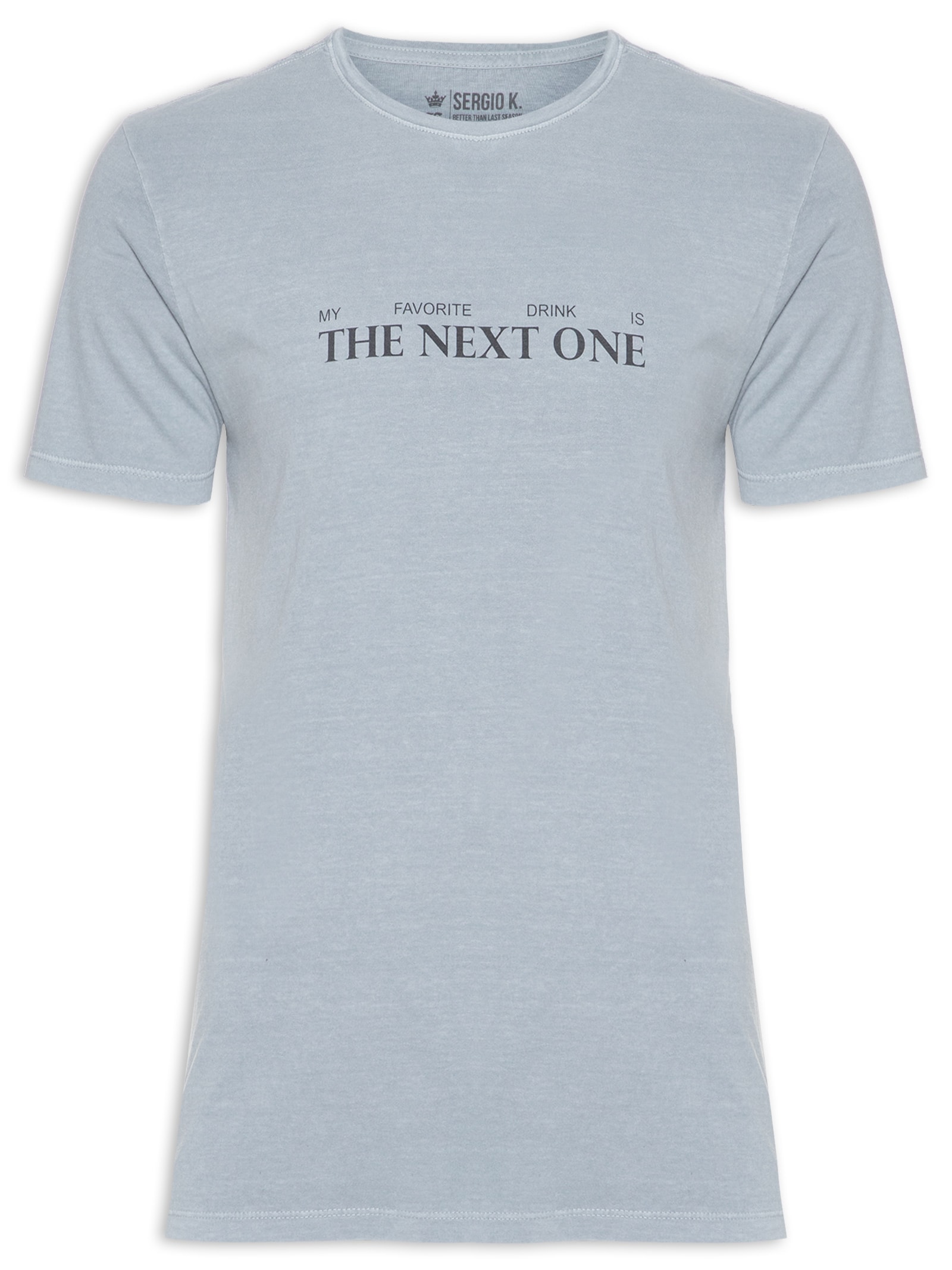 Camiseta Masculina Estampada Favorite Drink Cinza  Sergio K