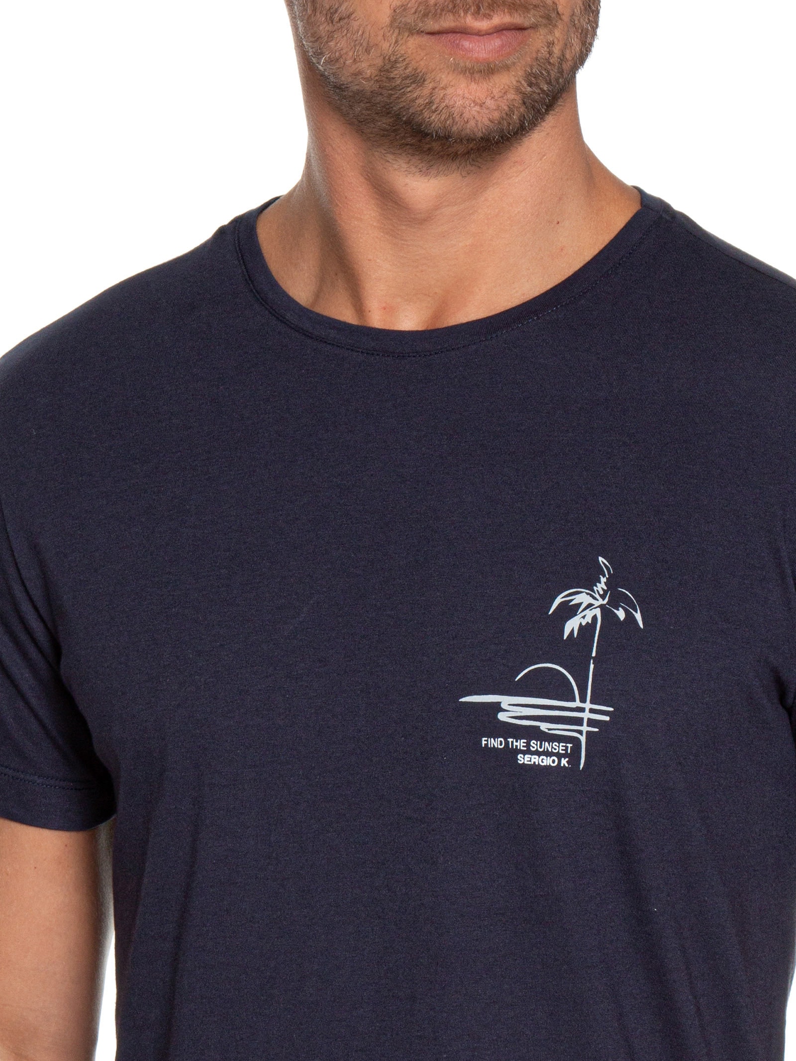 Camiseta Masculina Estampada Find The Sunset Azul Sergio K