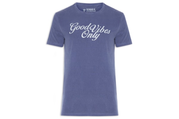 Camiseta Masculina Estampada Good Vibes Only - Azul