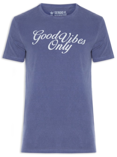 Camiseta Masculina Estampada Good Vibes Only – Azul